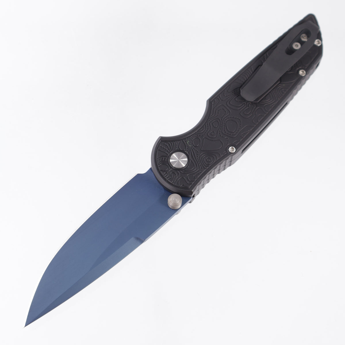 Pro-Tech TR-3 Integrity - Black Topo Texture Aluminum w/ Black Lip Pearl - Denim PVD Magnacut - CCKSF26.INT.1