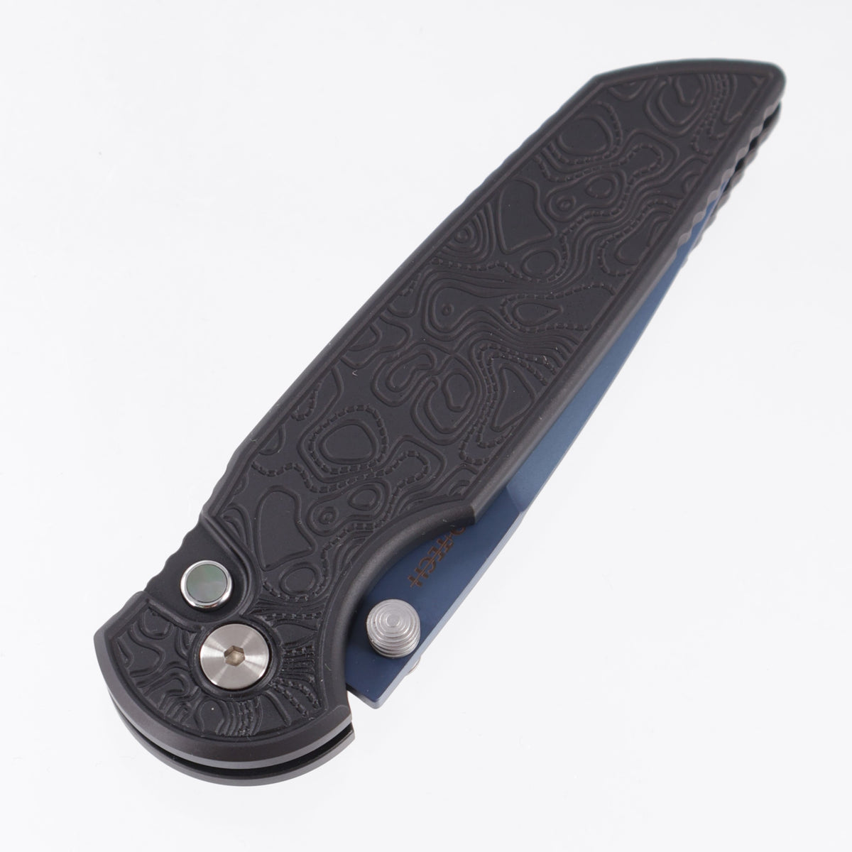Pro-Tech TR-3 Integrity - Black Topo Texture Aluminum w/ Black Lip Pearl - Denim PVD Magnacut - CCKSF26.INT.1