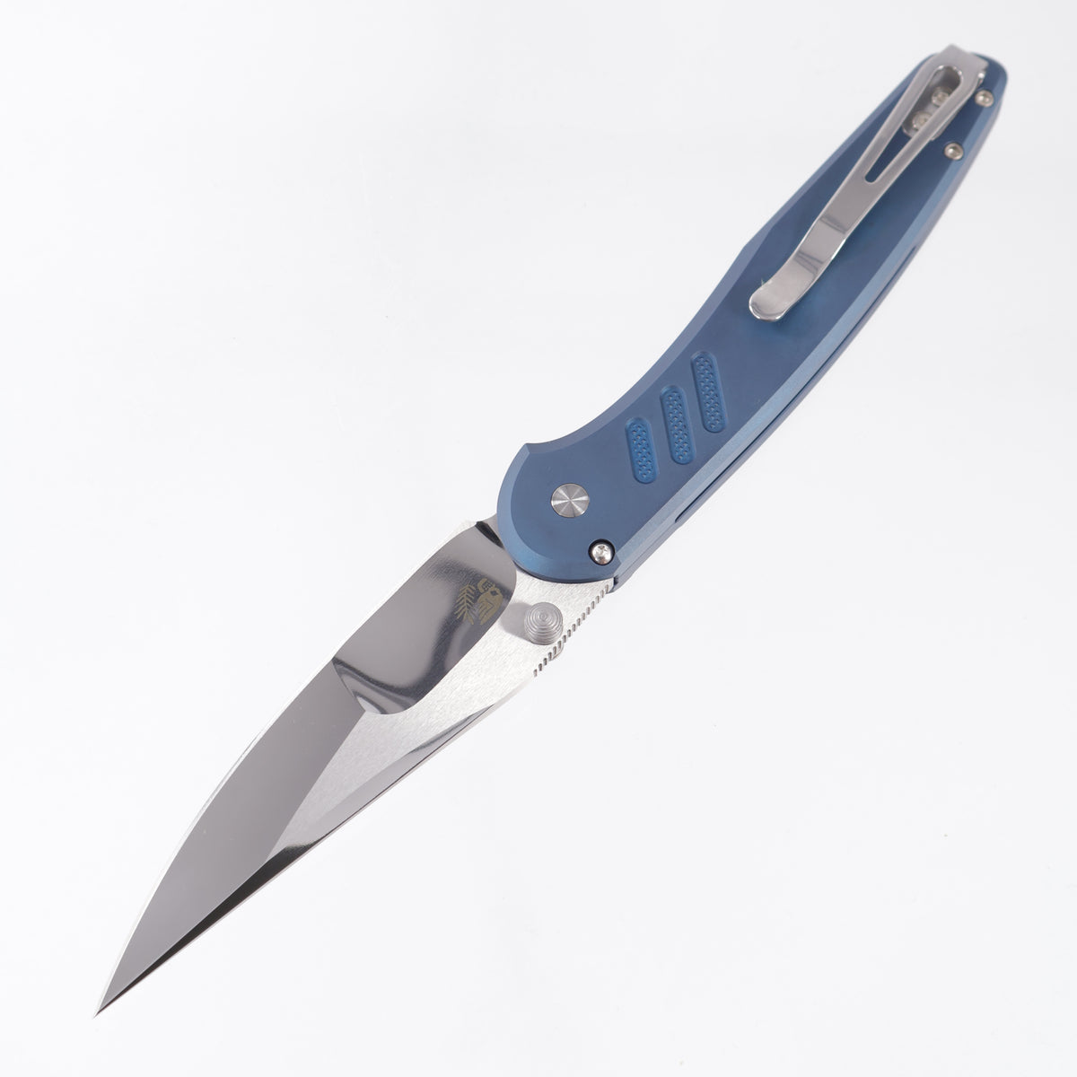 Pro-Tech Avalon - Sapphire PVD 17-4 Stainless Steel Knurled w/ Mother Of Pearl Button - Mike Irie Compound Grind Mirror Polish 154CM - 2026 Avalon Custom 011