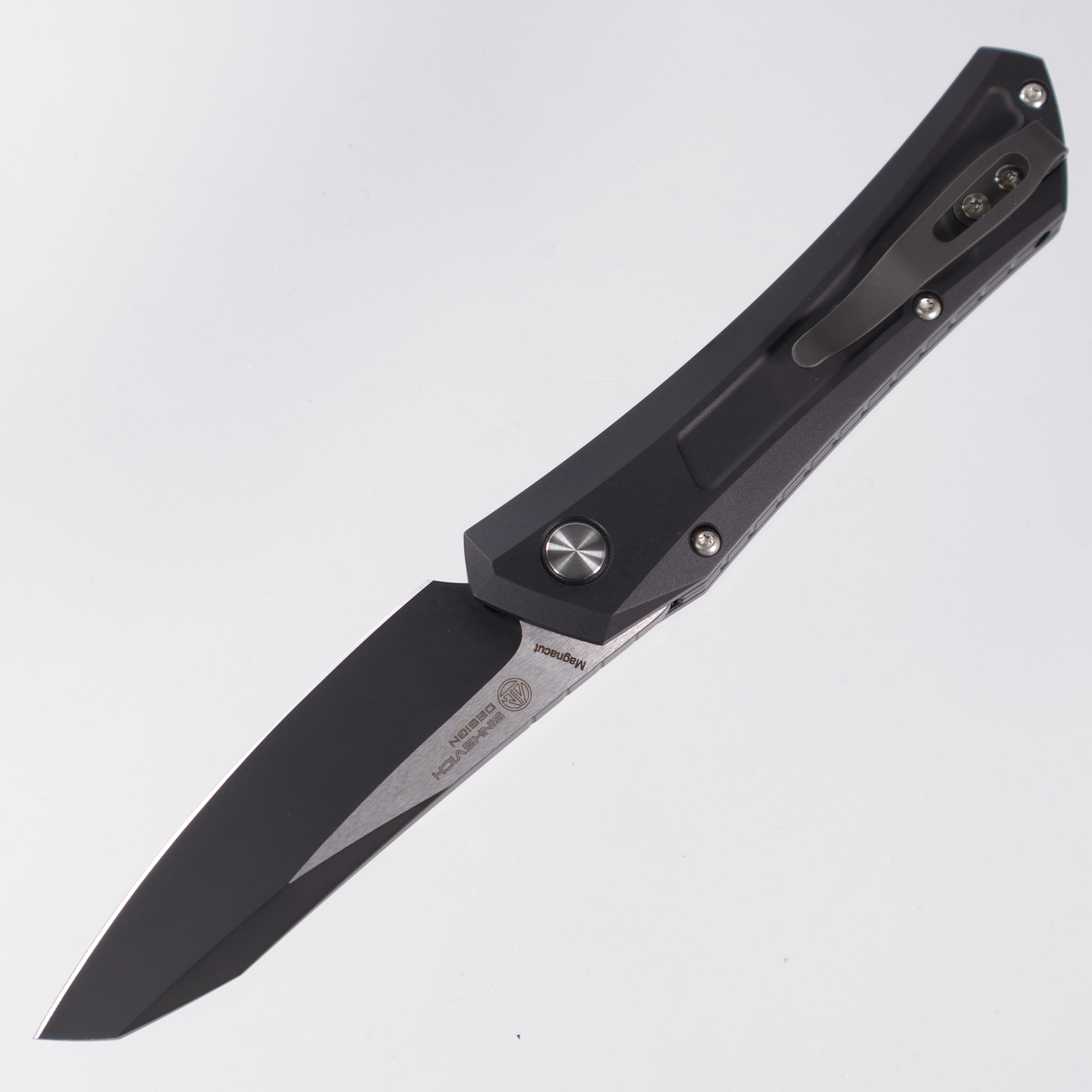 Pro-Tech Oligarch - Black Aluminum w/ Mother of Pearl Button - Two-Tone DLC Magnacut - DS103-LTD