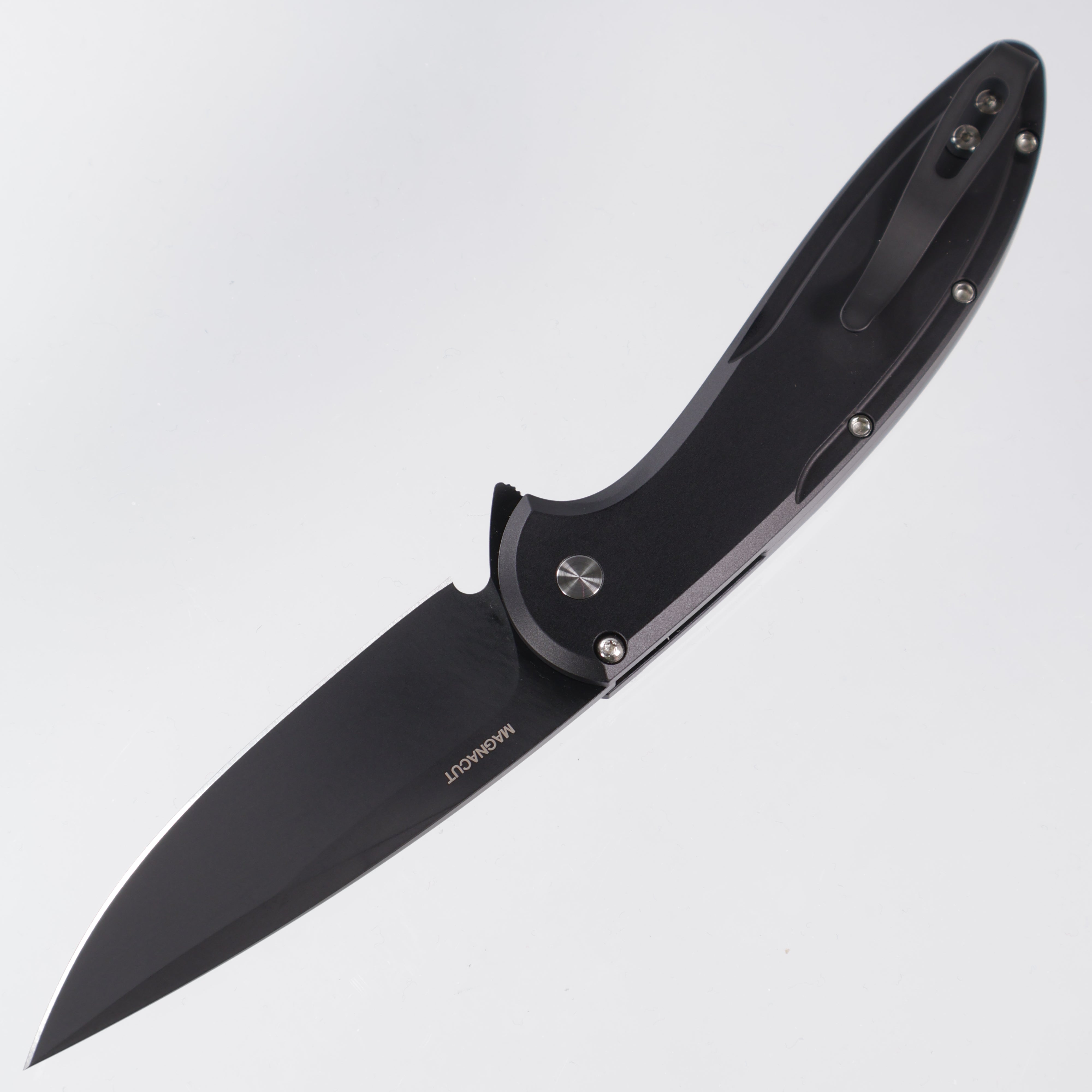 Pro-Tech Cambria 2 - Black Aluminum w/ Blue TechnoCarbo Inlay & Black Lip Pearl Button - DLC Magnacut - CF2103-LTC TC BLUE
