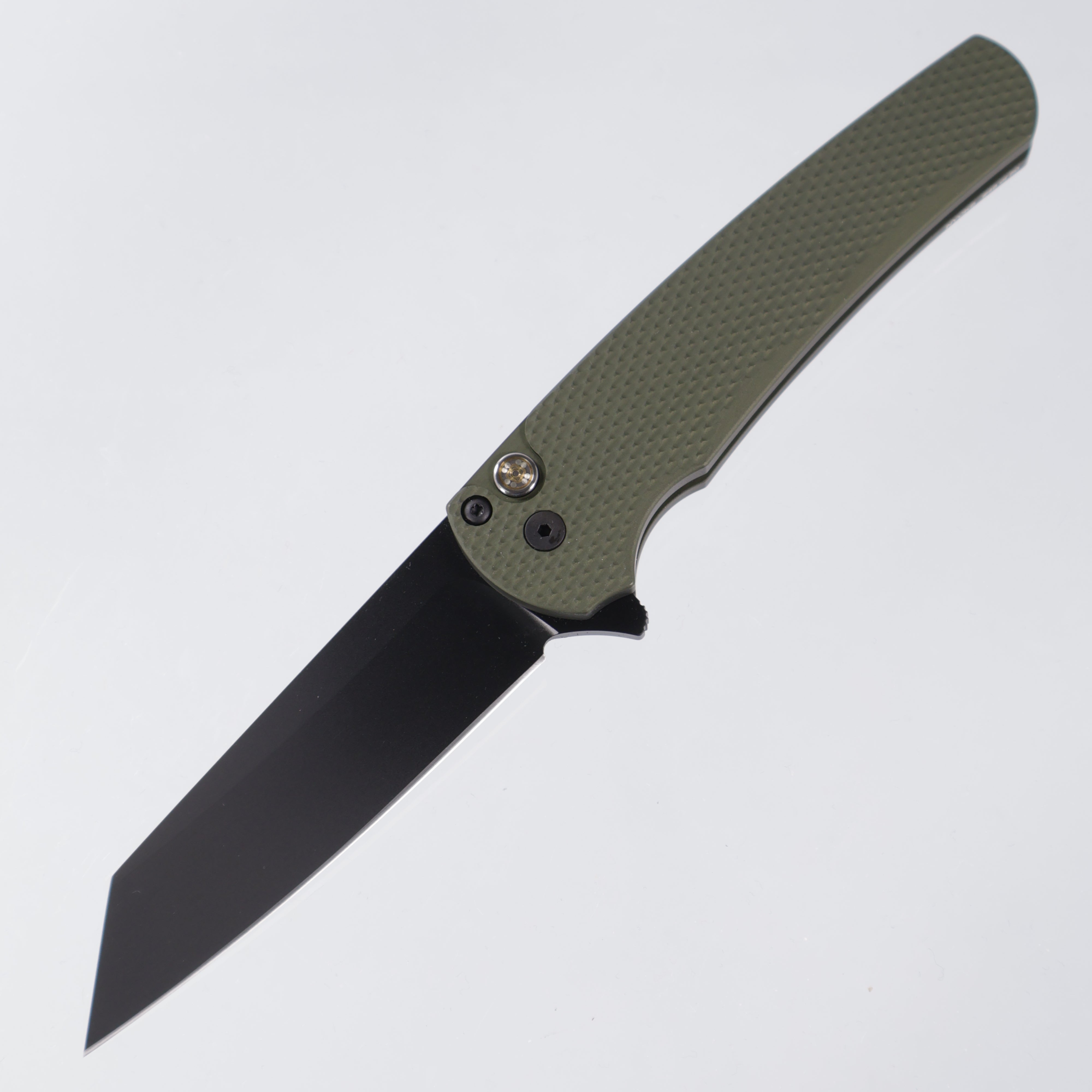 Pro-Tech Malibu - Green Textured Aluminum w/ Mosaic Pin Button - DLC Magnacut Reverse Tanto - NYCKS.Malibu.1
