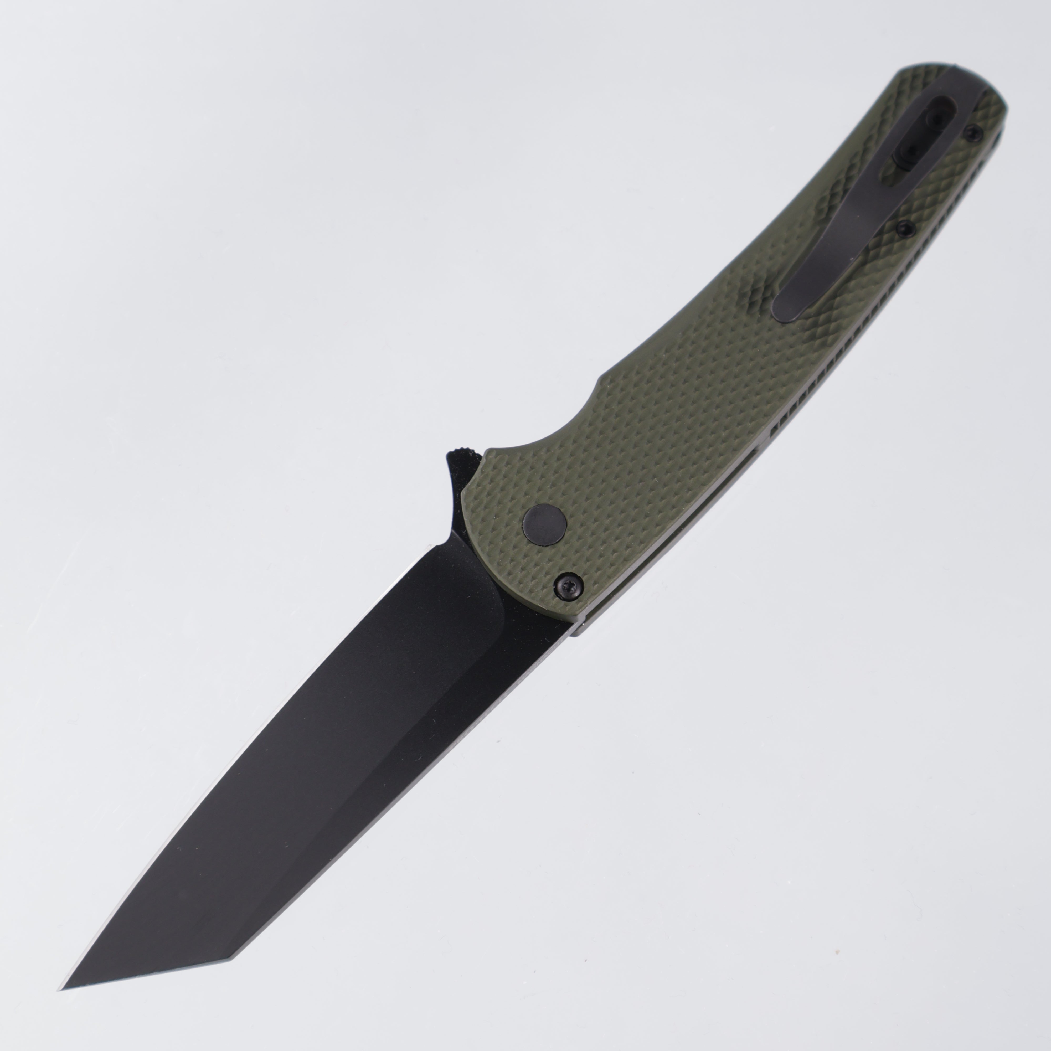 Pro-Tech Malibu - Green Textured Aluminum w/ Mosaic Pin Button - DLC Magnacut Reverse Tanto - NYCKS.Malibu.1