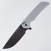 Protech Mordax NYCKS.Mordax.1 - Grey Handle w/ Gridlock texture & Black Lip Pearl button - DLC Magnacut