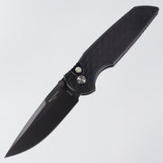 Pro-Tech TR-3 Integrity - Black Aluminum w/ Reptile Milling & Gold Lip Pearl Button - DLC S35VN - NYCKS.INT.3