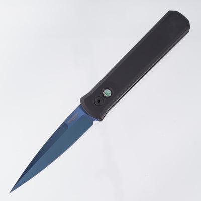Pro-Tech Godfather - Black Aluminum w/ Abalone Button - Sapphire PVD 154CM - 921 SB