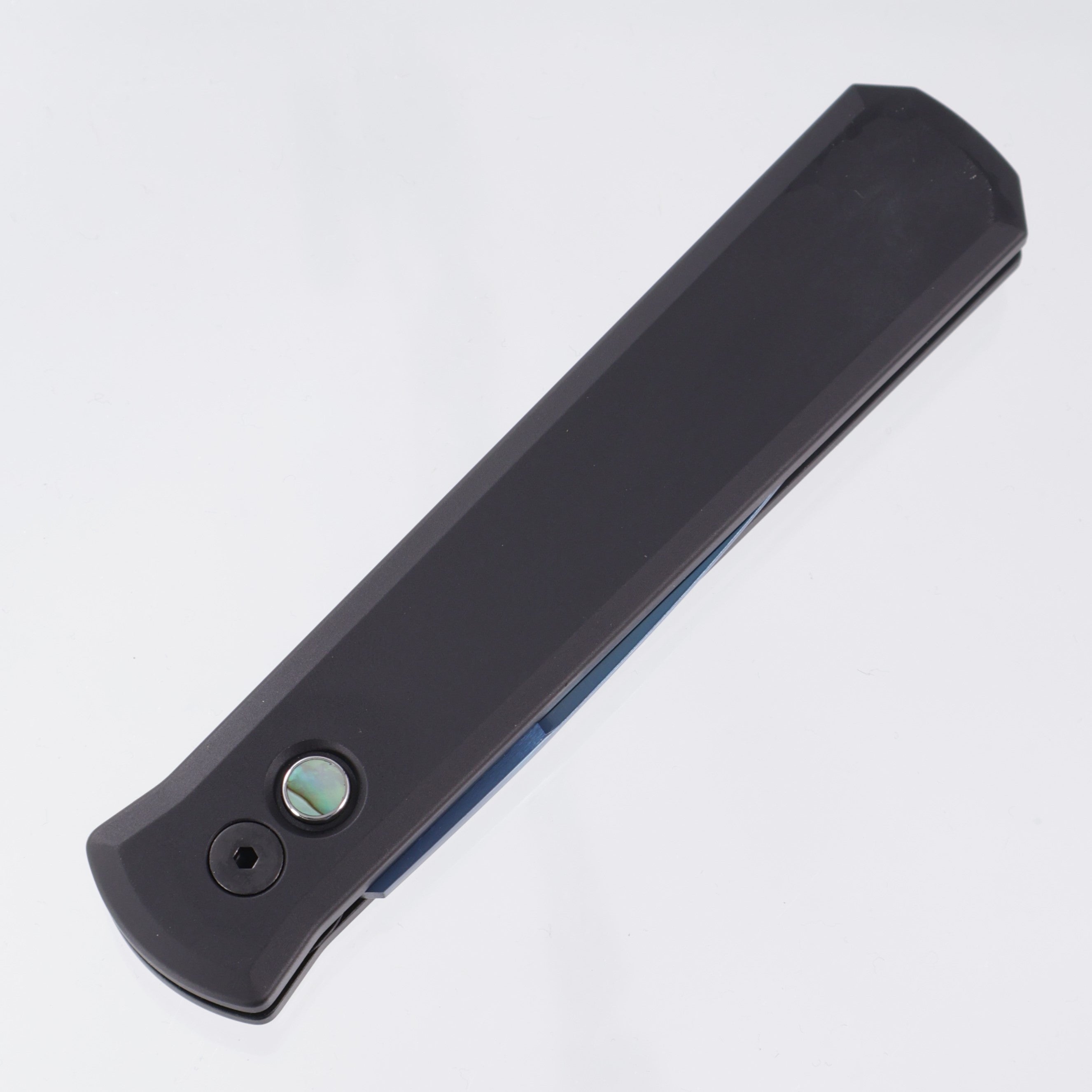 Pro-Tech Godfather - Black Aluminum w/ Abalone Button - Sapphire PVD 154CM - 921 SB