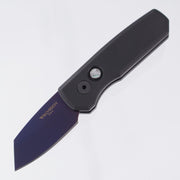 Pro-Tech Runt 5 - Black Aluminum w/ Abalone Button Inlay - Sapphire 20CV - R5203-SB