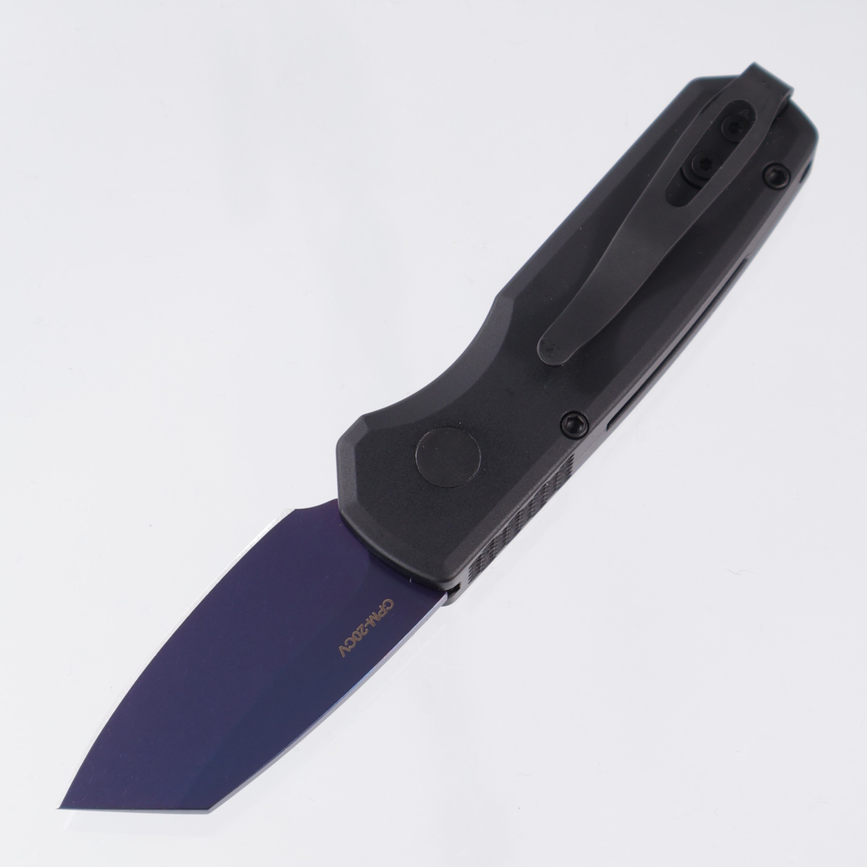 Pro-Tech Runt 5 - Black Aluminum w/ Abalone Button Inlay - Sapphire 20CV - R5203-SB