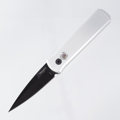 Pro-Tech Godson - Clear Anodized Satin Aluminum w/ Black Lip Pearl Button - Satin DLC 20CV - BSW25.Godson.1
