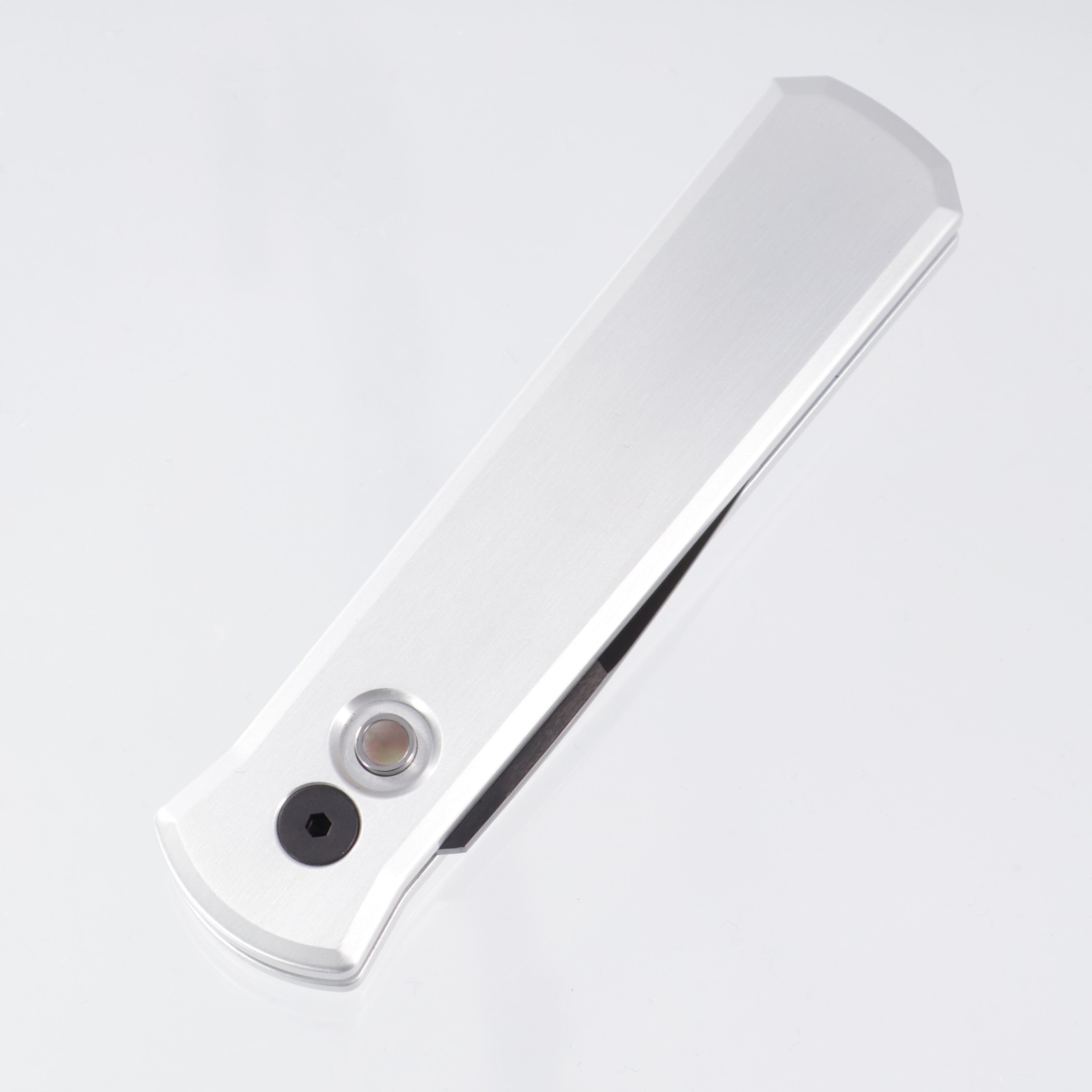 Pro-Tech Godson - Clear Anodized Satin Aluminum w/ Black Lip Pearl Button - Satin DLC 20CV - BSW25.Godson.1