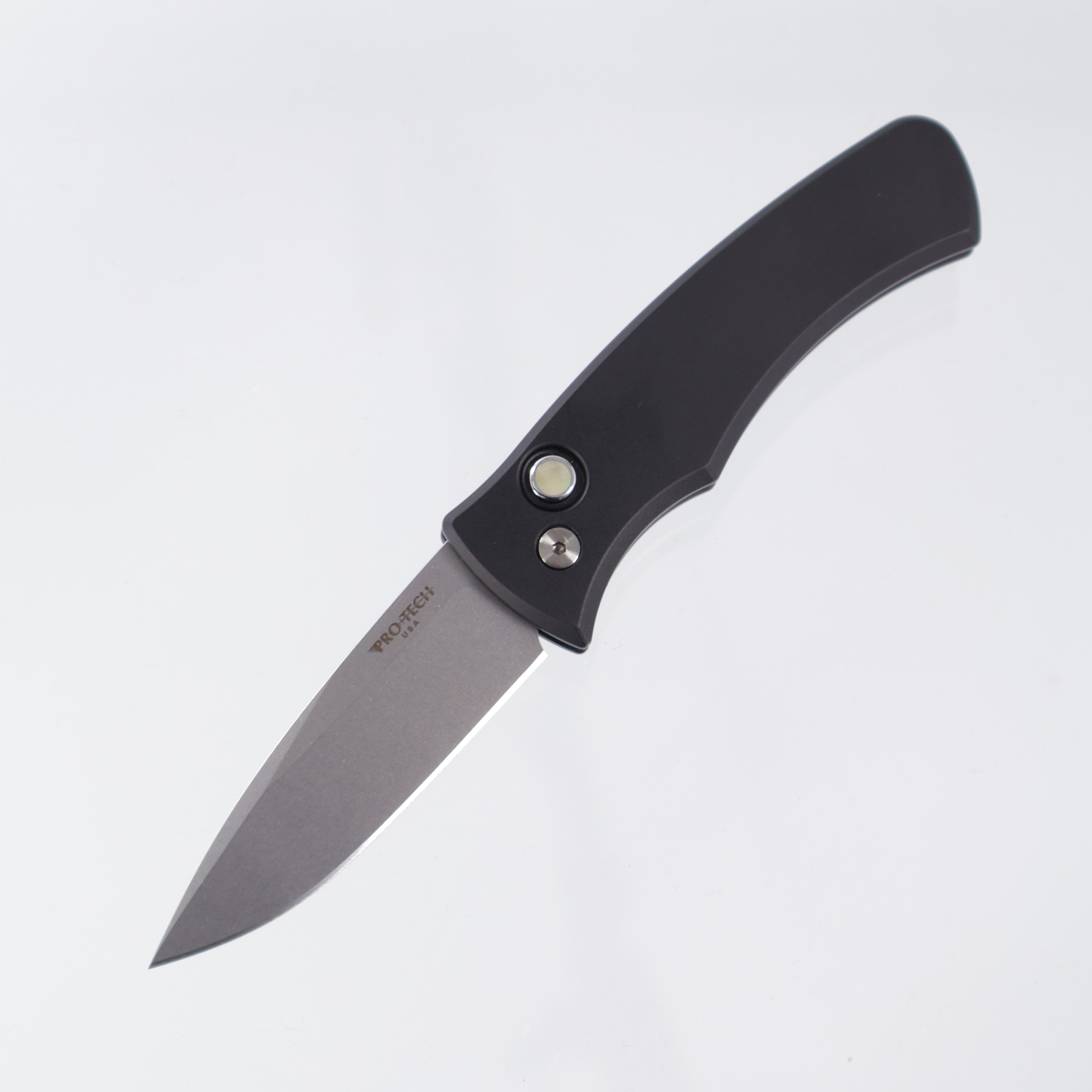 Pro-Tech Duke - Black Aluminum w/ Gold Lip Pearl Button - Stonewash Magnacut - BSW25.Duke.1