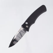 Pro-Tech Duke 2025 Custom 003 - Black Handle w/ Mother Of Pearl button - Mike Irie Mirror Polish