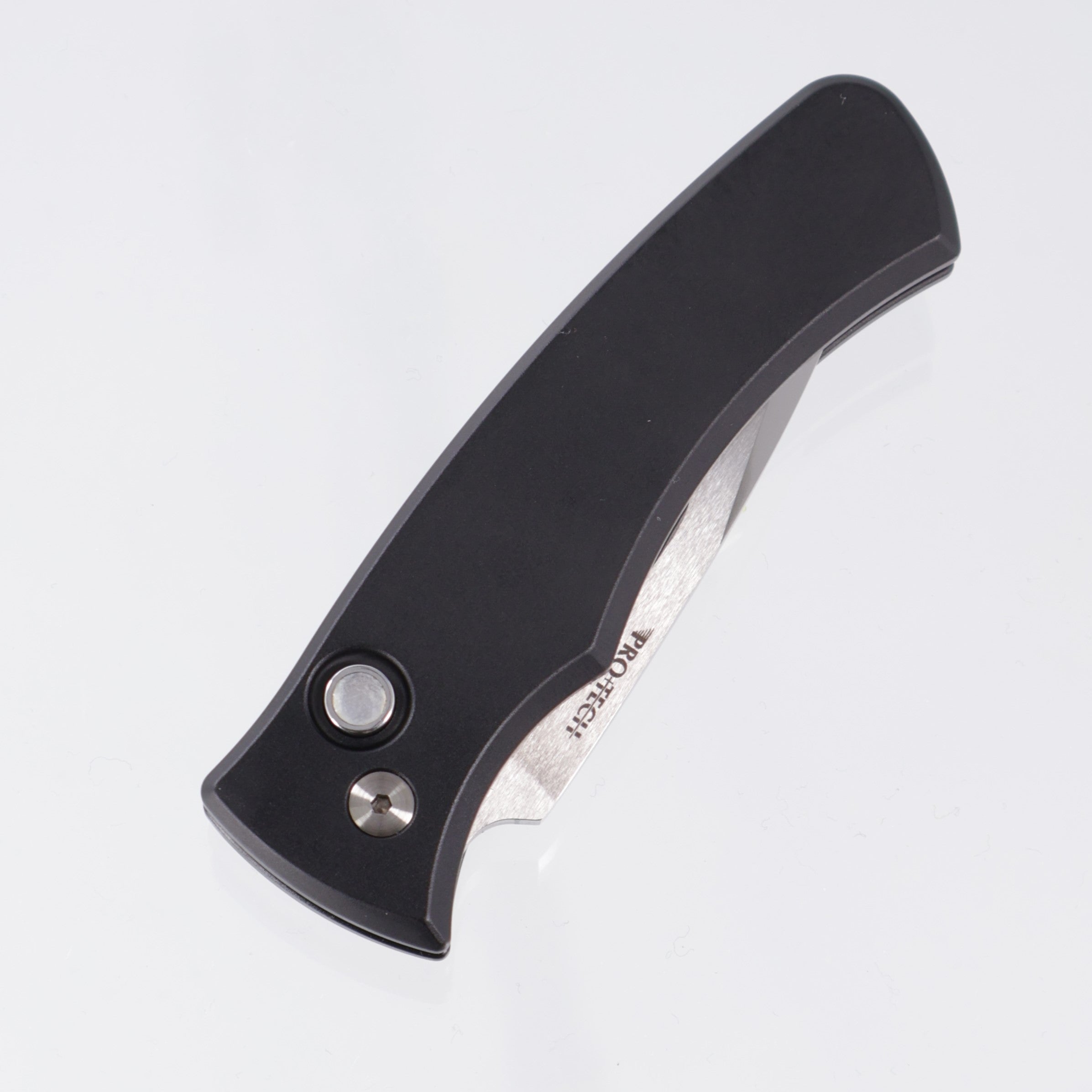 Pro-Tech Duke 2025 Custom 003 - Black Handle w/ Mother Of Pearl button - Mike Irie Mirror Polish