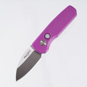 Pro-Tech Runt 5 - Battleworn Purple Aluminum w/ Mother of Pearl Button - Wharncliffe Satin Magnacut - BSW25.Runt5.1