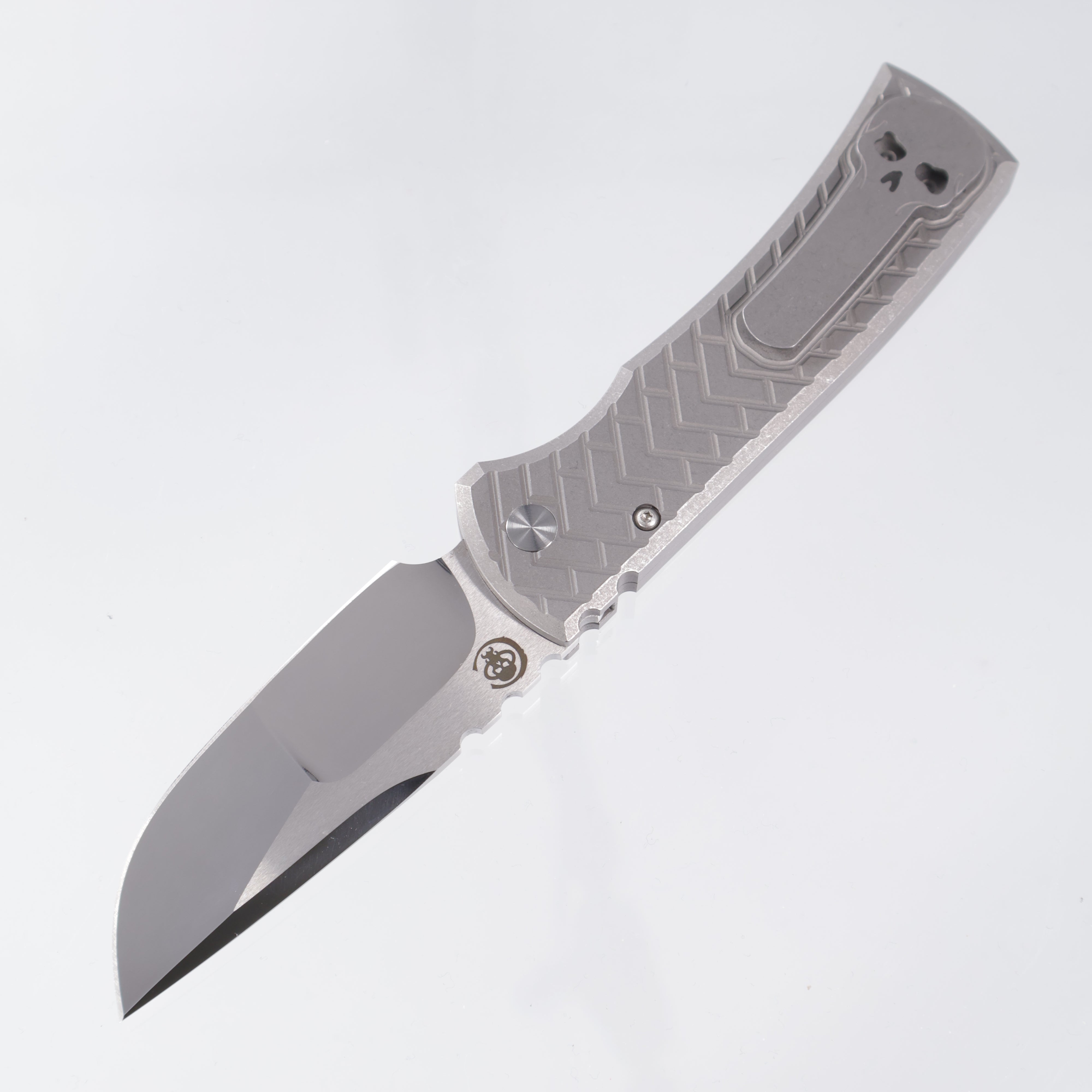 Protech x Chaves Redencion 229 2025 Custom 005 - Stainless Steel Tread Pattern Handle w/ Black Lip Pearl button - Mike Irie Mirror Polish