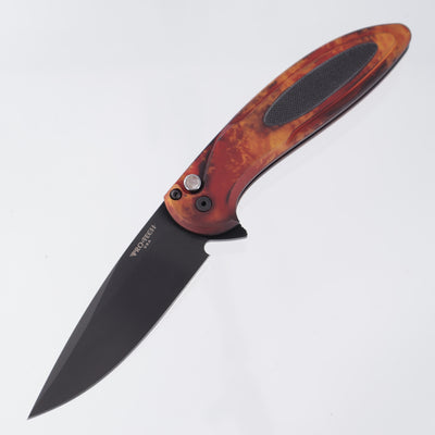 Pro-Tech Cambria 2 - Del Fuego Anodized Aluminum w/ Black G10 Inlay & Black Lip Pearl Button - DLC Magnacut - CF2103-DF
