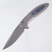 Pro-Tech Cambria 2 - Stainless Steel w/ Blue TechnoCarbo Inlay & Black Lip Pearl Button - Stonewash Magnacut - 2025 Custom 013