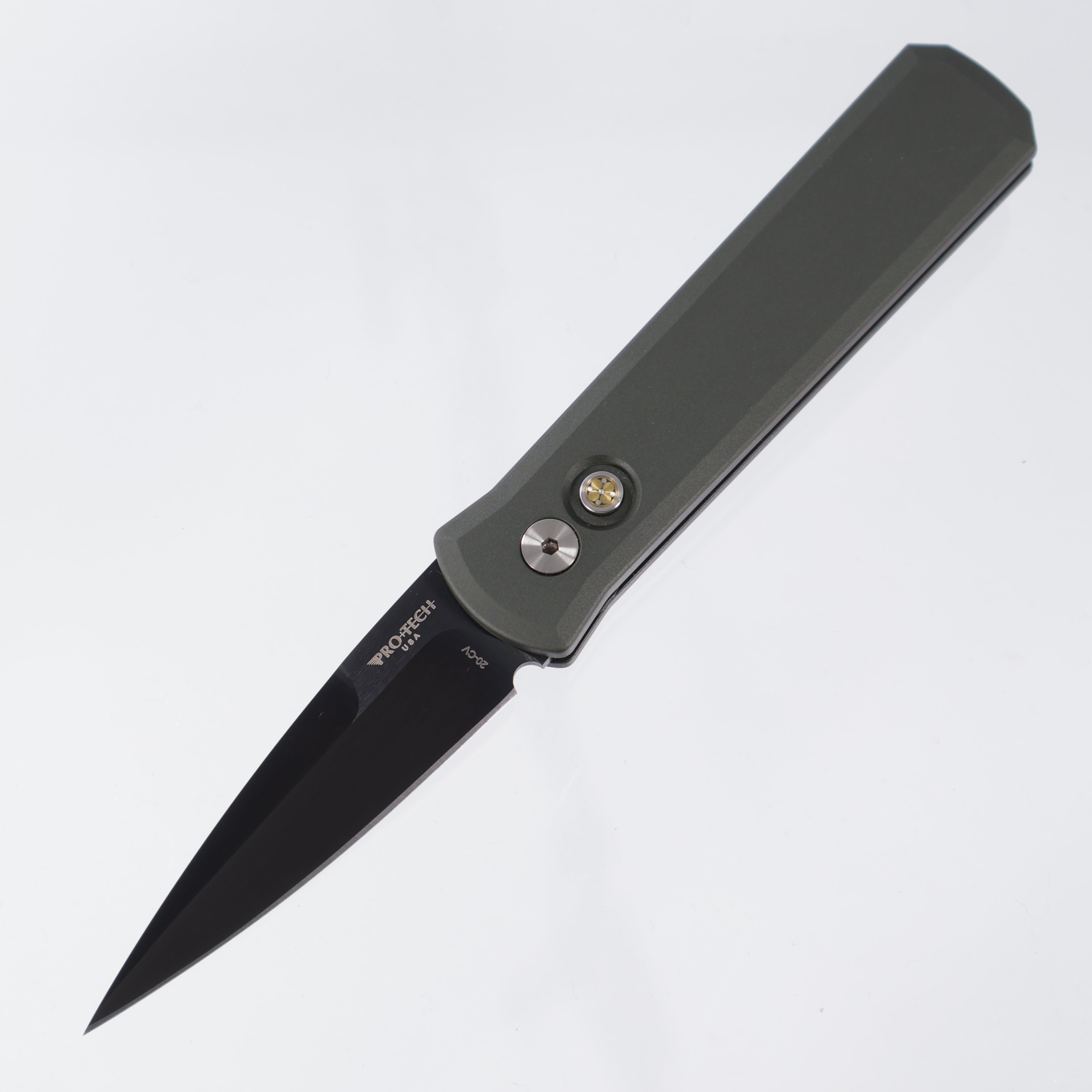 Pro-Tech Godson CCKSF25.Godson.1 - Green Handle w/ Mosaic Pin button - Satin DLC 20CV