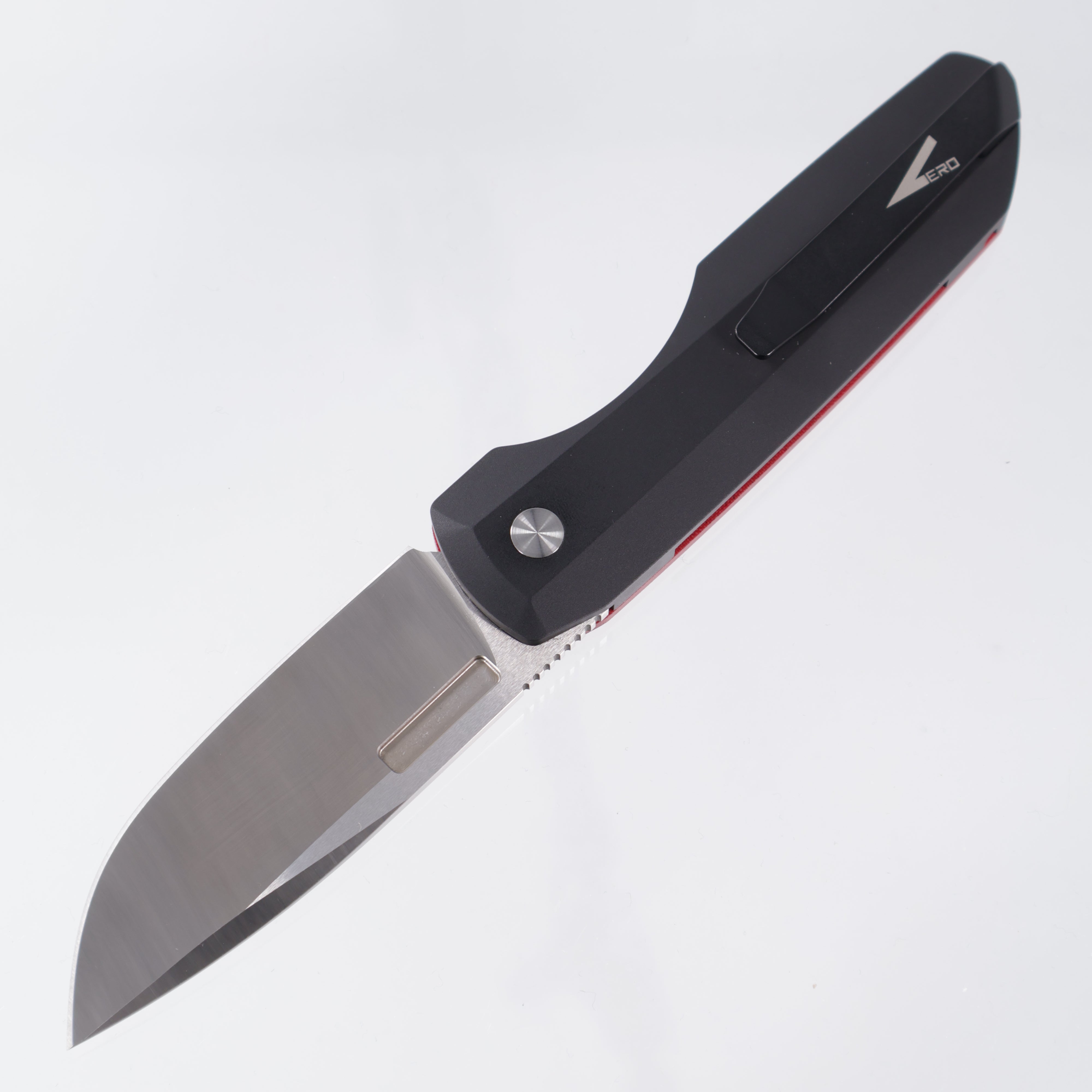 Pro-Tech x Vero Synapse Auto - Red Linen Micarta Lid w/ Mother of Pearl Button - Satin Magnacut - CCKSF25.Vero.1