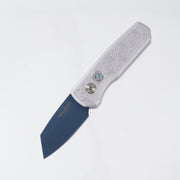 Pro-Tech Runt 5 Reverse Tanto - Grey Nexus Pattern Aluminum w/ Abalone Button - Sapphire PVD 20CV - CCKSF25.Runt.1