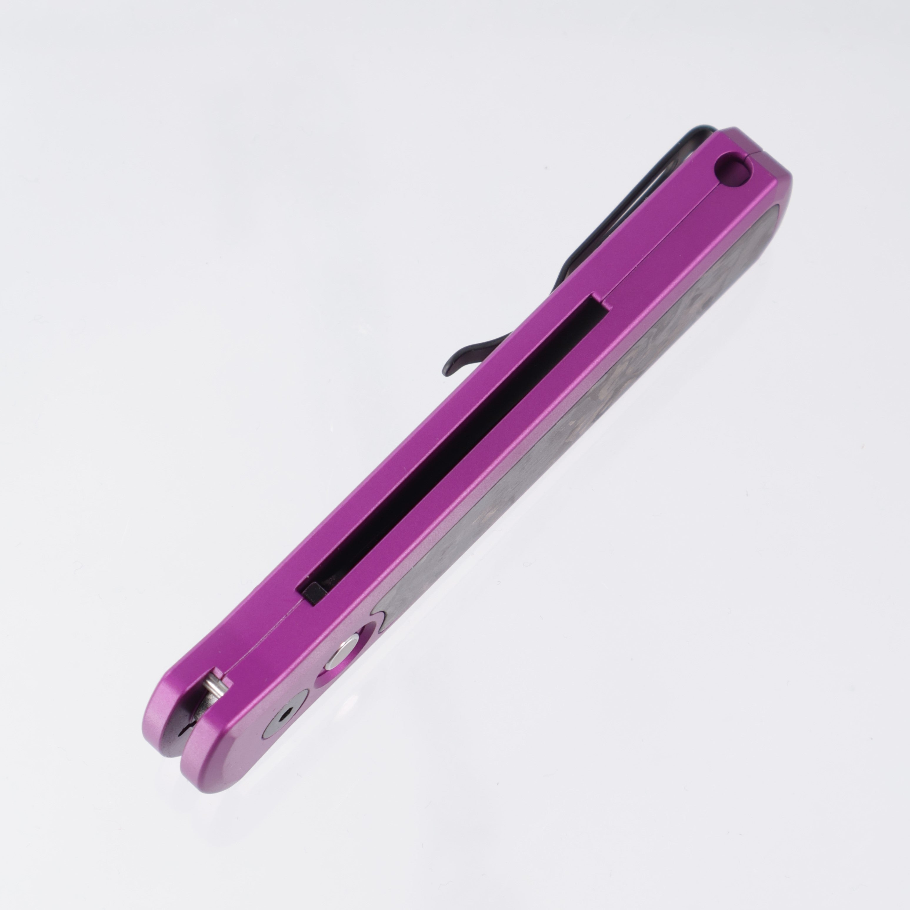 Pro-Tech Godson - Purple Aluminum w/ Marble Carbon Fiber Inlay - Pearl Button - DLC Wash 20CV - 7211-Marble CF Purple DLCW