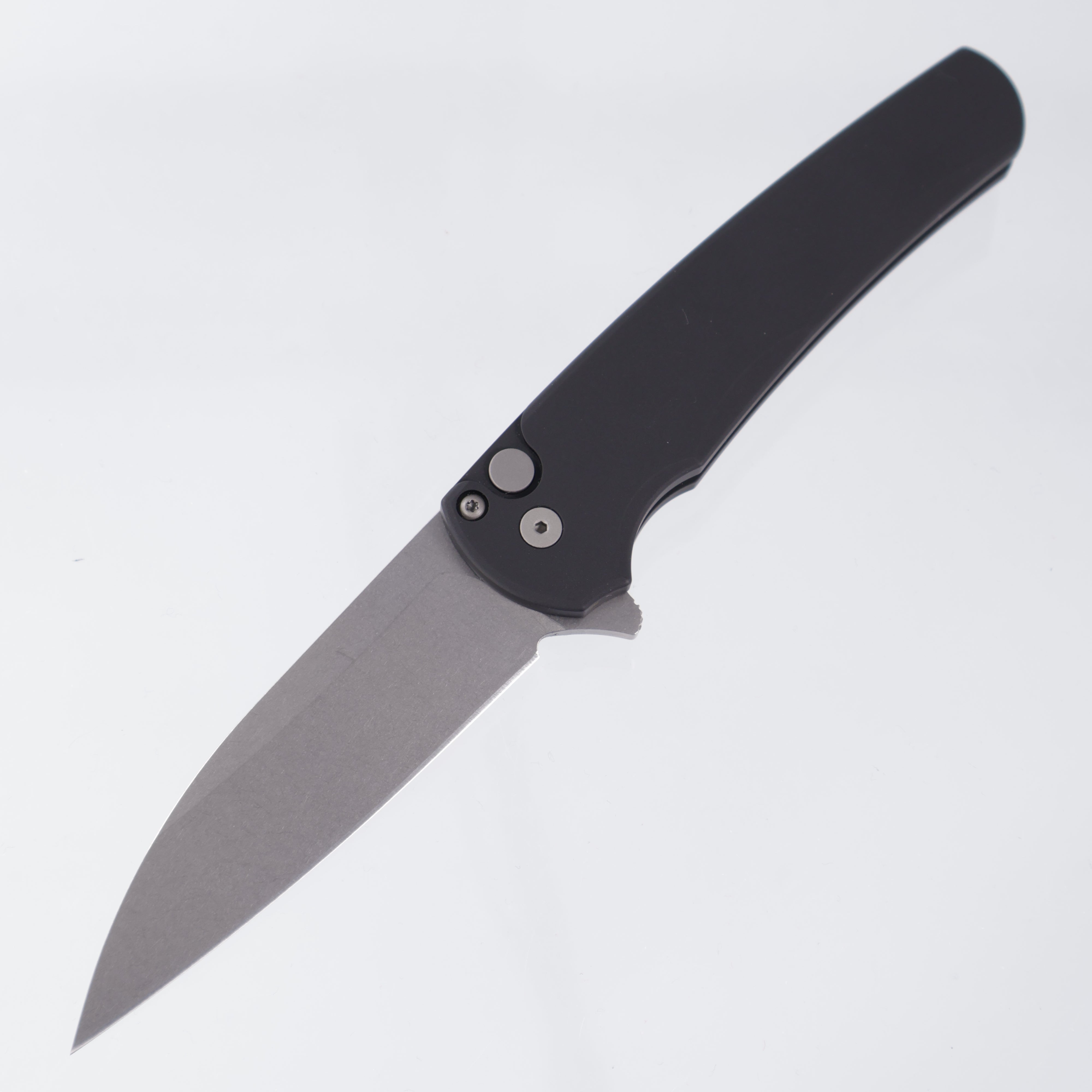 Pro-Tech Malibu - Black Aluminum - Stonewash Wharncliffe Magnacut - 5301