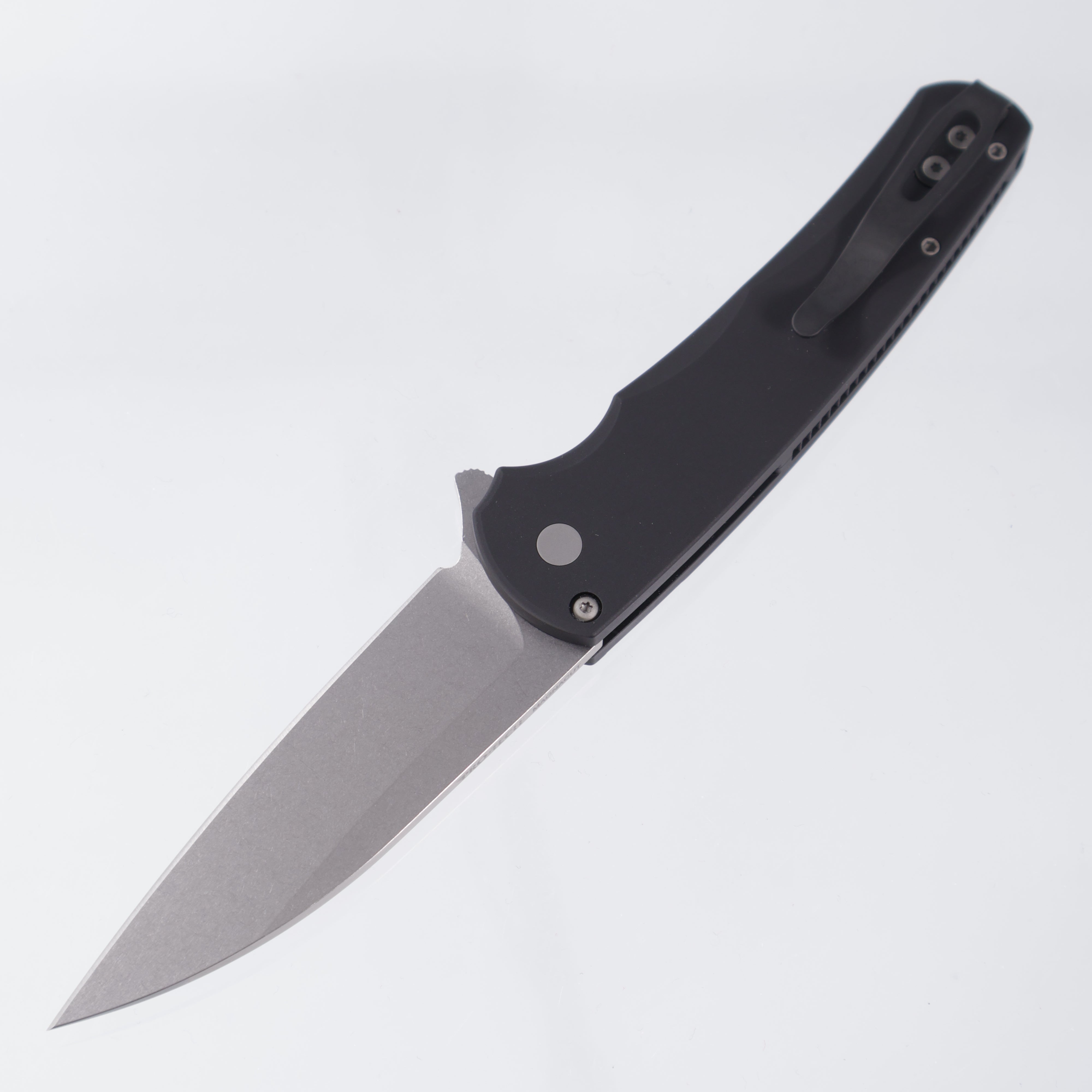 Pro-Tech Malibu - Black Aluminum - Stonewash Wharncliffe Magnacut - 5301