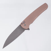 Pro-Tech Malibu - FDE Dragon Scale Aluminum w/ Black Lip Pearl Button - Acid Wash Wharncliffe Magnacut - 5336-LTD AW FDE (Tan)