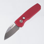 Pro-Tech Runt 5 - Red Aluminum w/ White Pearl Button - Satin Magnacut Wharncliffe - R5300-LTD Red