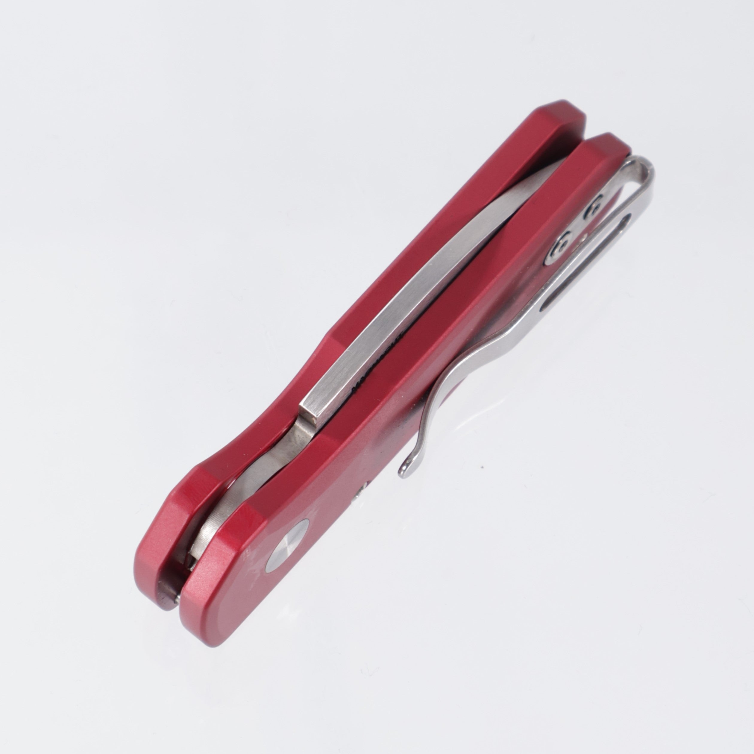 Pro-Tech Runt 5 - Red Aluminum w/ White Pearl Button - Satin Magnacut Wharncliffe - R5300-LTD Red