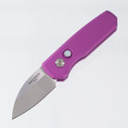 Pro-Tech Runt 5 - Purple Aluminum w/ White Pearl Button - Satin Magnacut Wharncliffe - R5300-LTD Purple