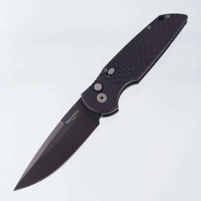 Pro-Tech TR-3 X1 Auto - Black Aluminum w/ Fishscale Texture & Safety - DLC 154CM - TR-3 X1 M