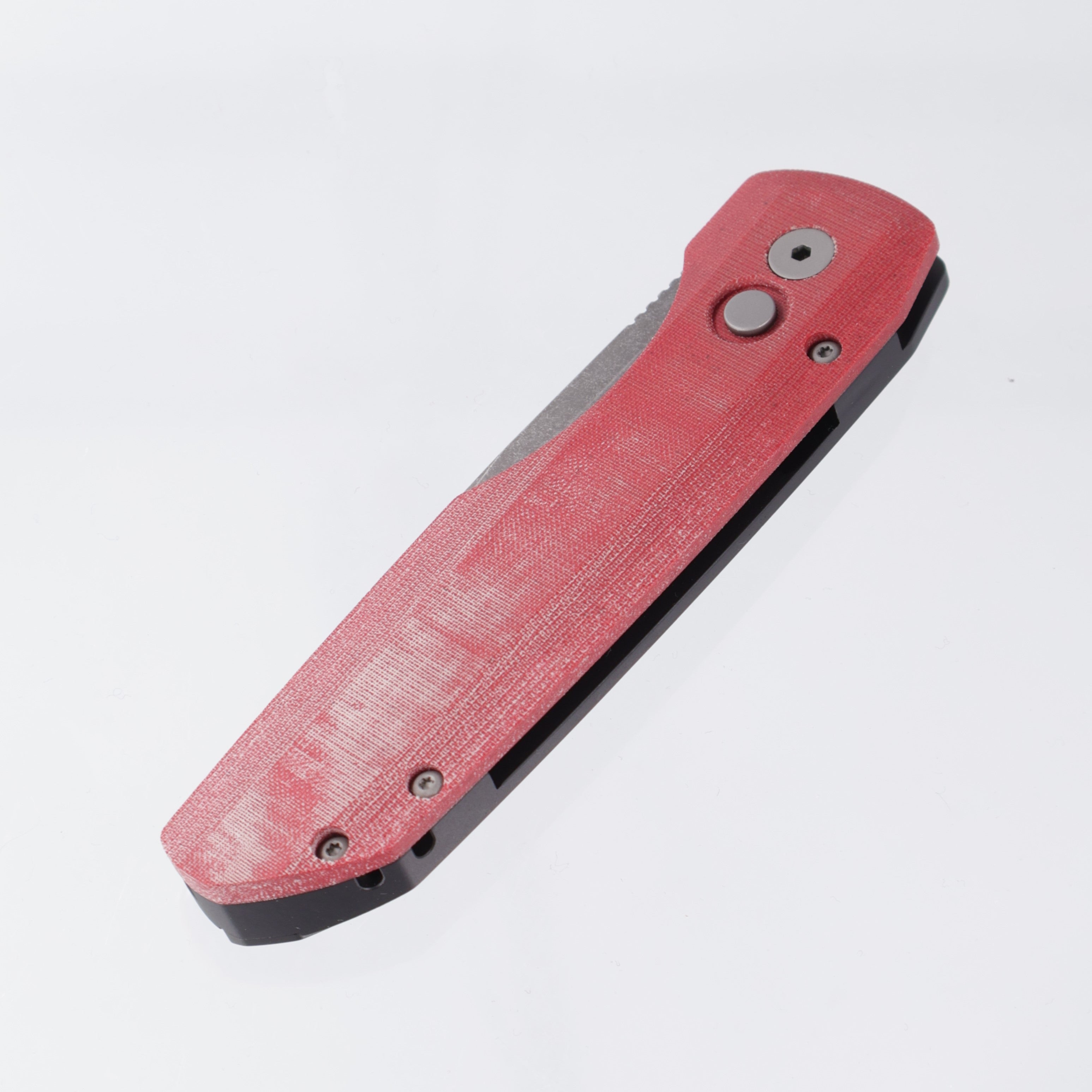 Pro-Tech x Vero Synapse Auto - Red Linen Micarta Lid - Acid Wash Magnacut - VERO1211-AW RED LINEN