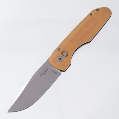 Pro-Tech x Vero Synapse Auto - Natural Linen Micarta Lid - Stonewash Magnacut - VERO1211-NATURAL LINEN