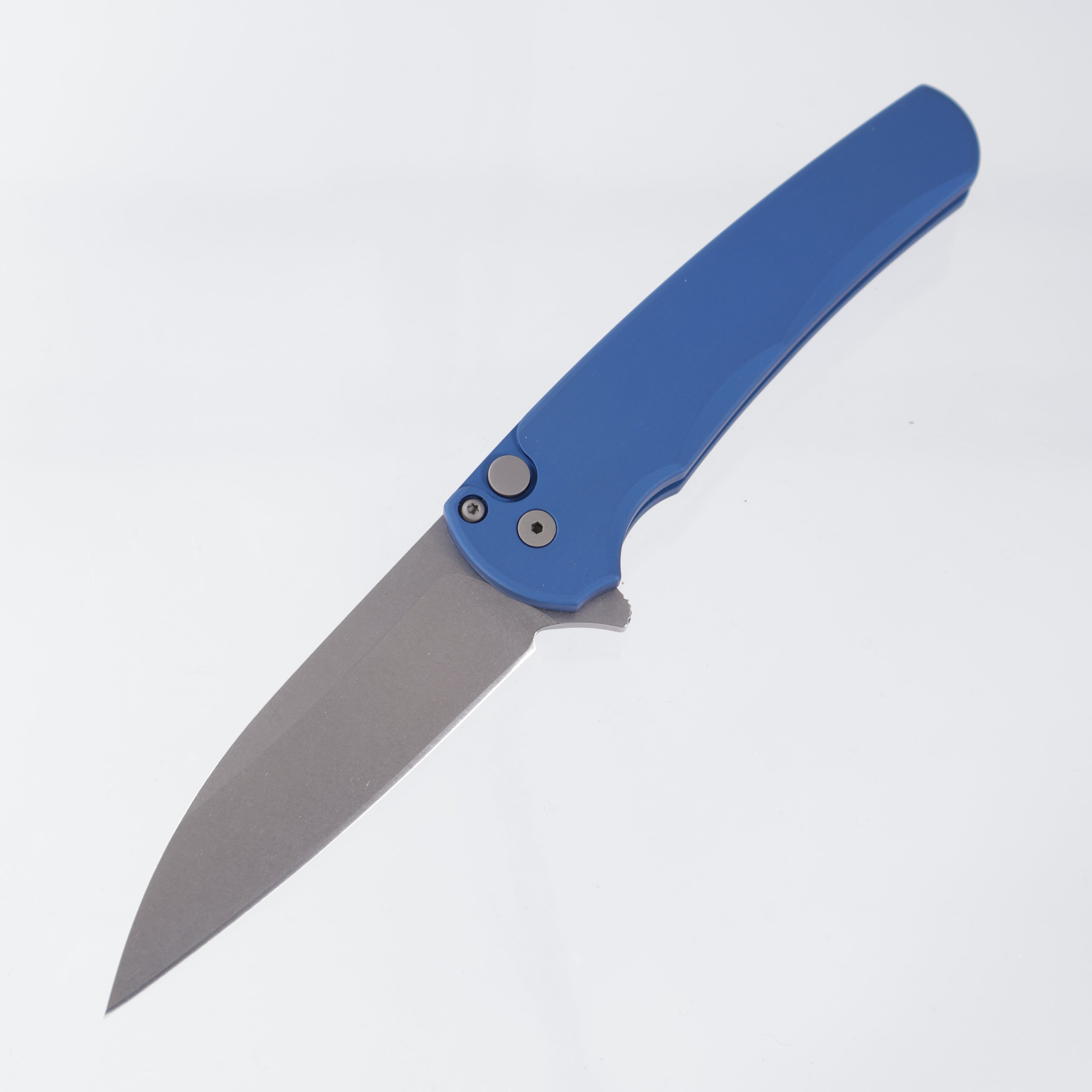 Pro-Tech Malibu Wharncliffe - Blue Aluminum - Stonewash Magnacut - 5301-BLUE