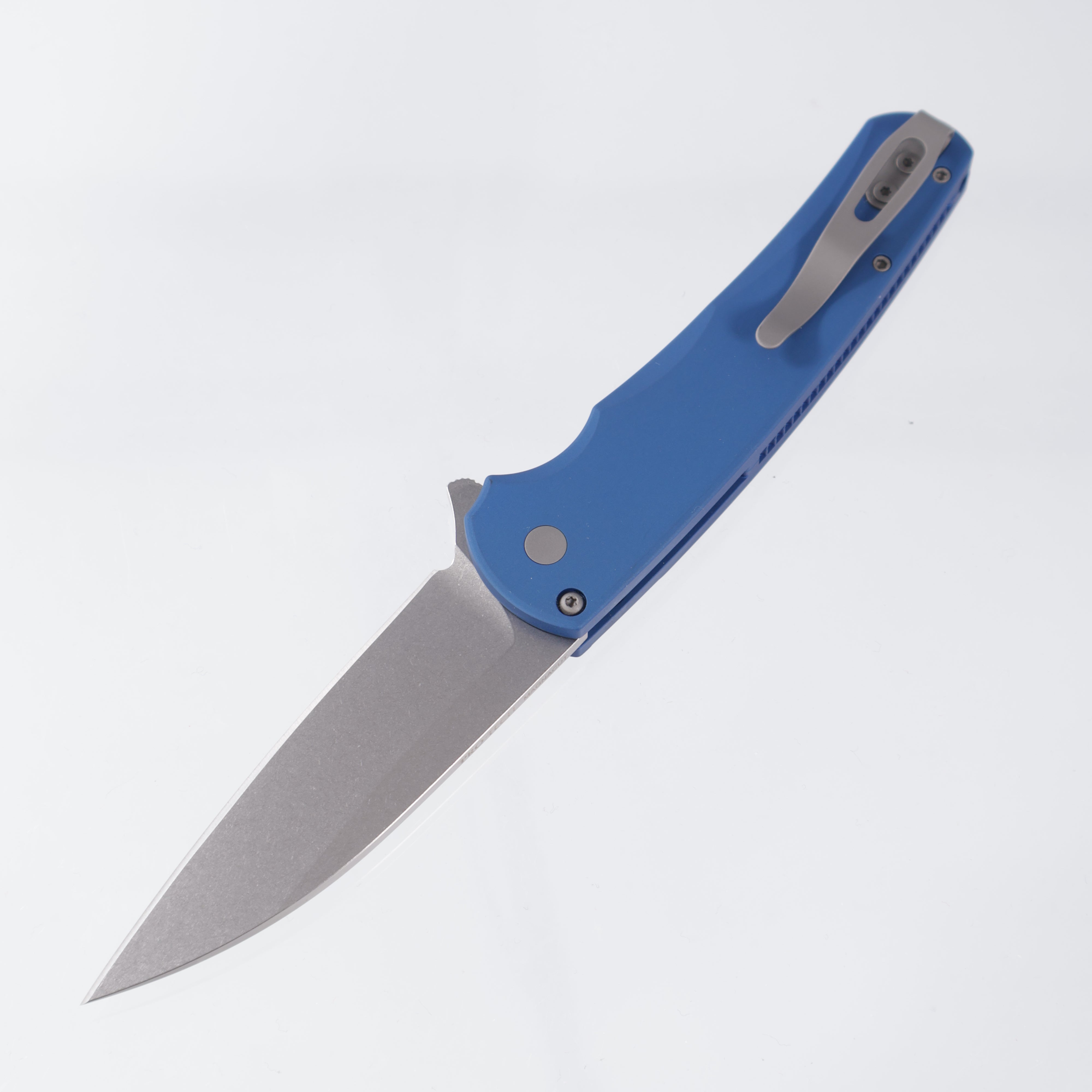 Pro-Tech Malibu Wharncliffe - Blue Aluminum - Stonewash Magnacut - 5301-BLUE