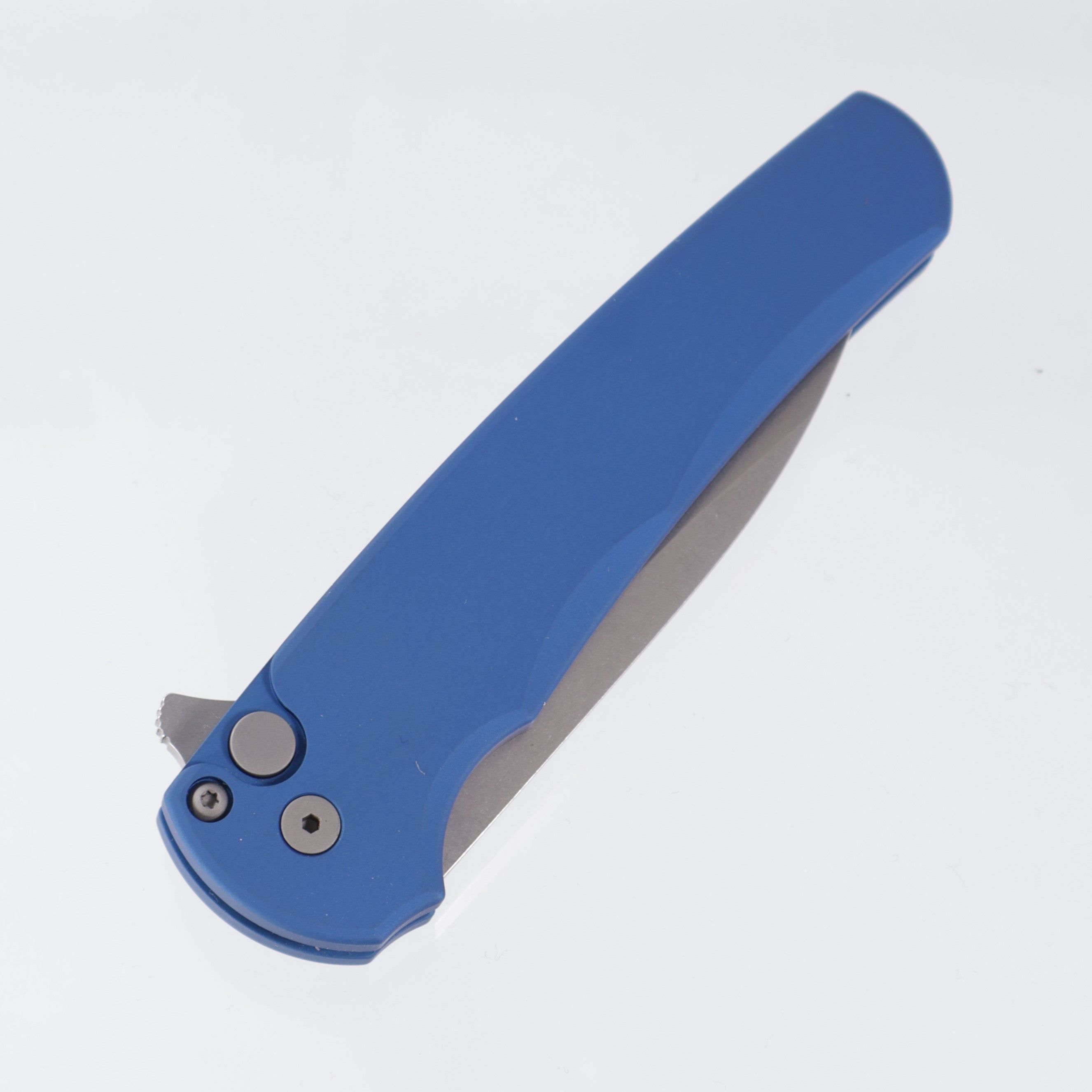 Pro-Tech Malibu Wharncliffe - Blue Aluminum - Stonewash Magnacut - 5301-BLUE