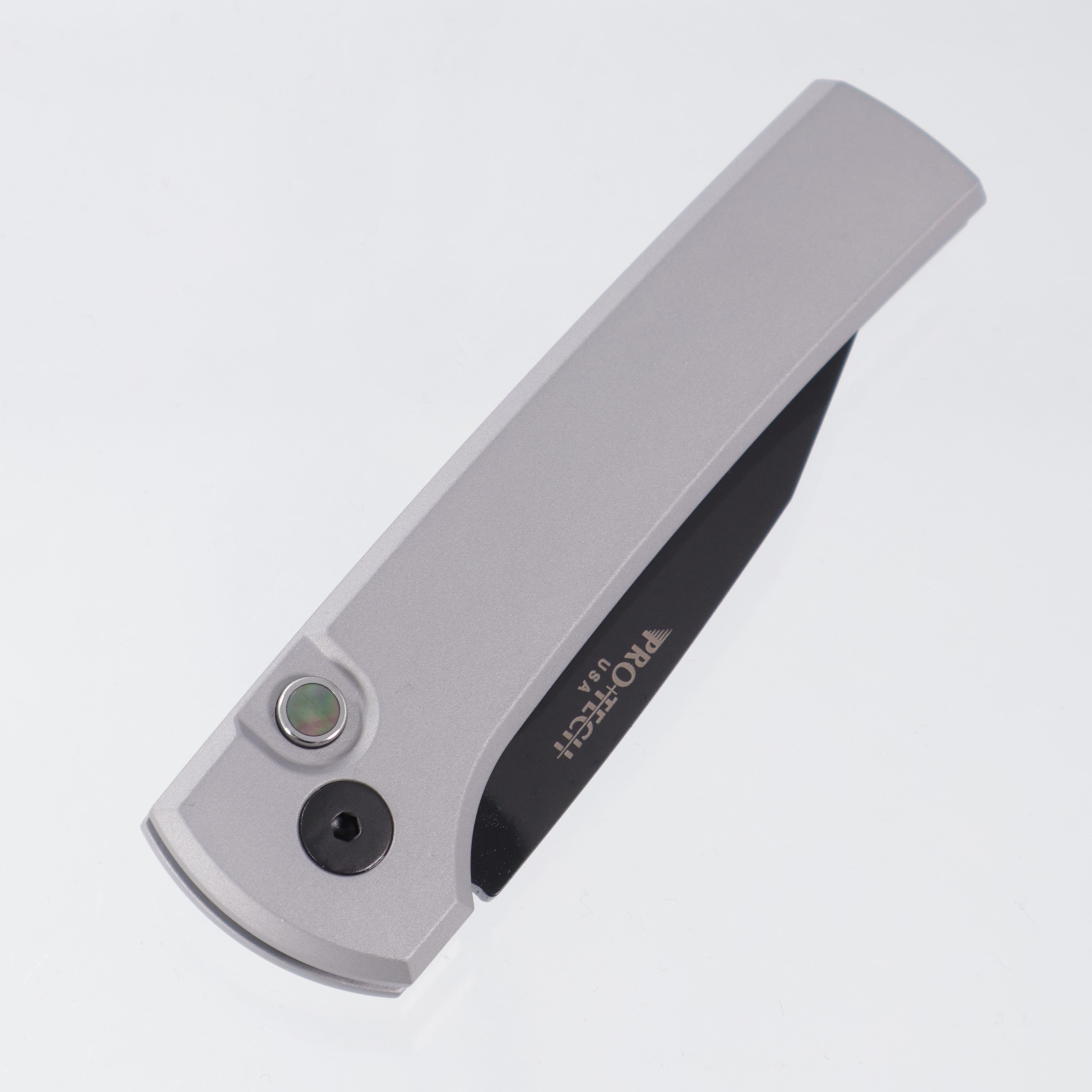 Pro-Tech Scapegoat Compact - Grey Aluminum w/ Black Lip Pearl button - DLC Proto-MagnaMax - CCKSS26.Scapegoat.2