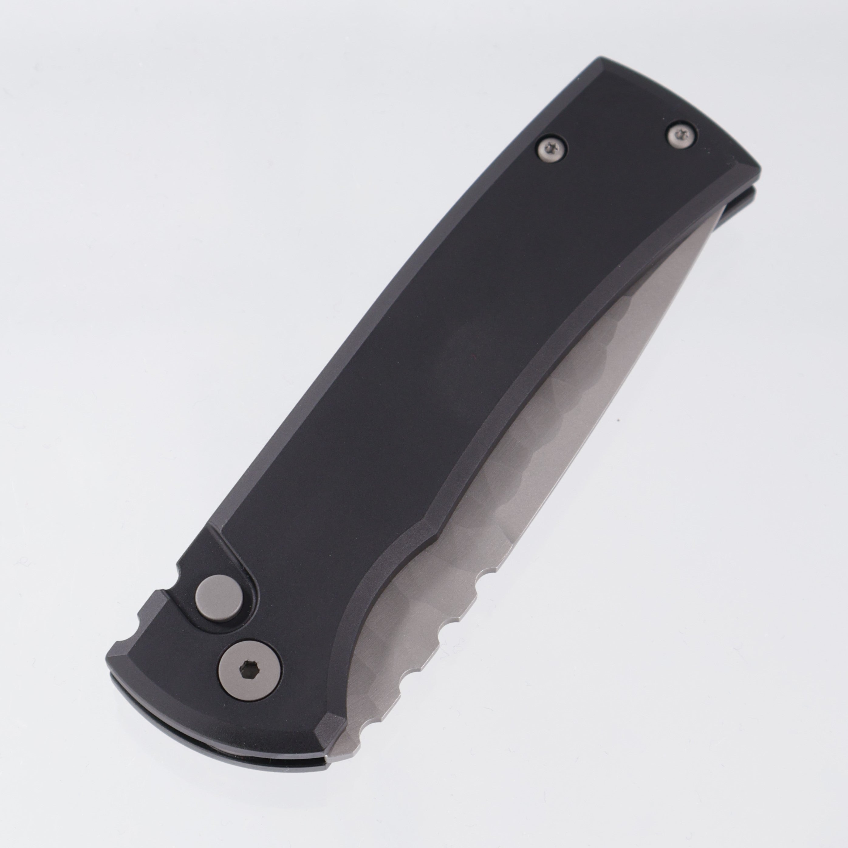 Chaves Redencion Auto Tanto - Black Aluminum Handle - Dark Stonewash Rocked S35VN