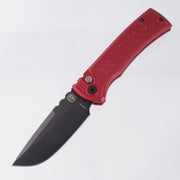 Chaves Redencion Auto Drop Point - Red Key Pattern Aluminum Handle w/ Black Lip Pearl button - DLC S35VN