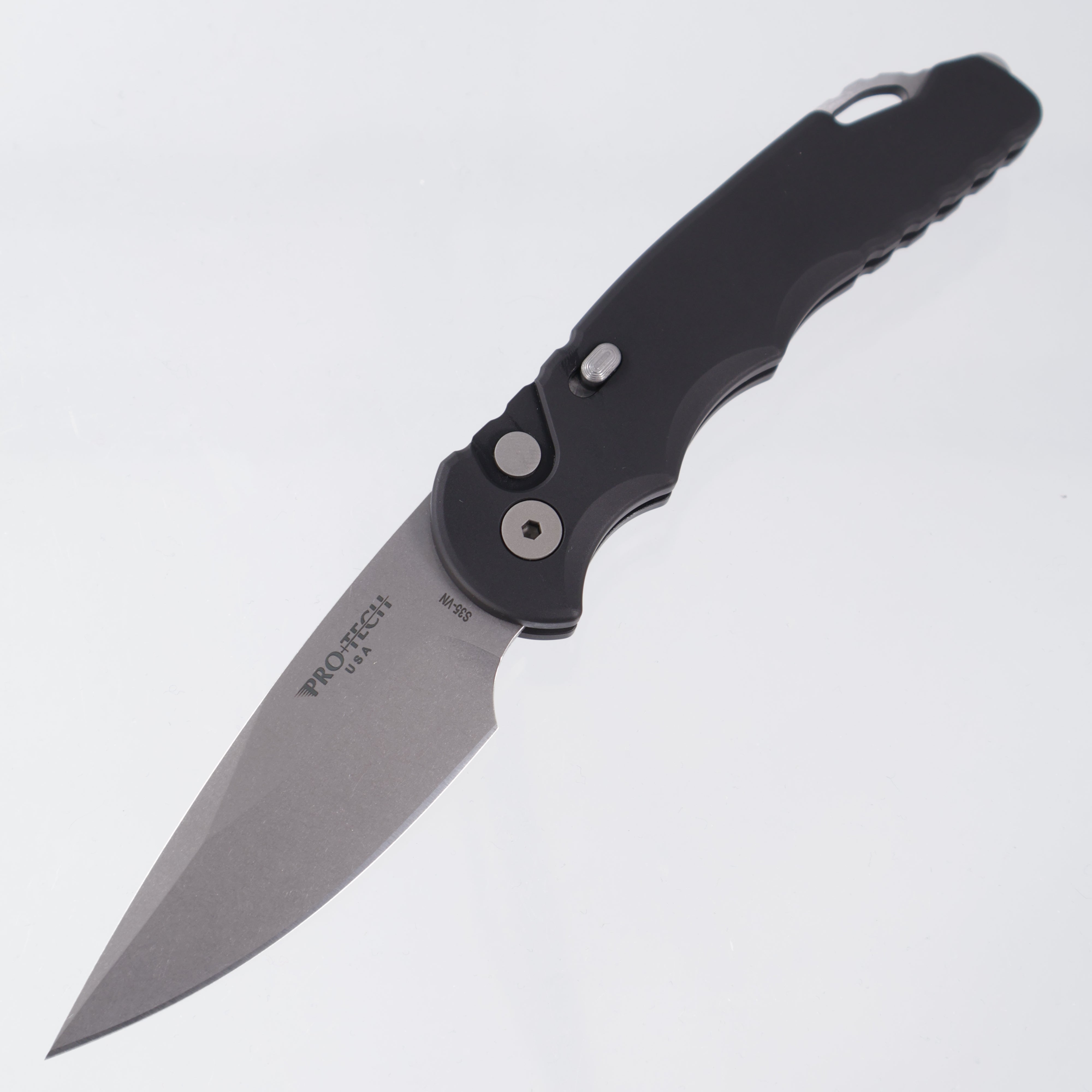 Pro-Tech TR-5 - Black Aluminum w/ Safety - Stonewash S35VN - T501 Tactical Response 5
