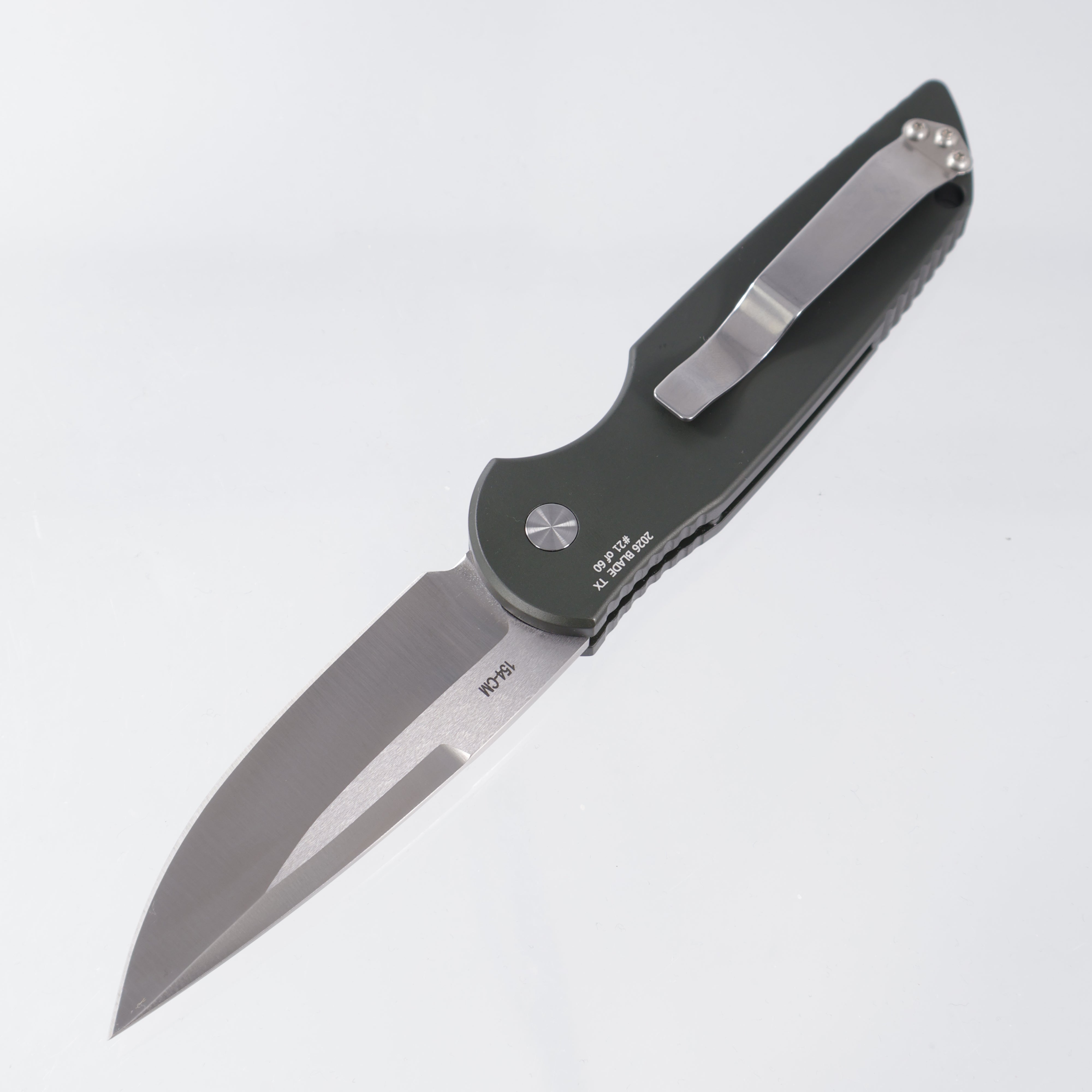 Pro-Tech TR-3 - OD Green Aluminum w/ Texas Star Mosaic Pin Button - Satin 154-CM - BST26.TR3.2