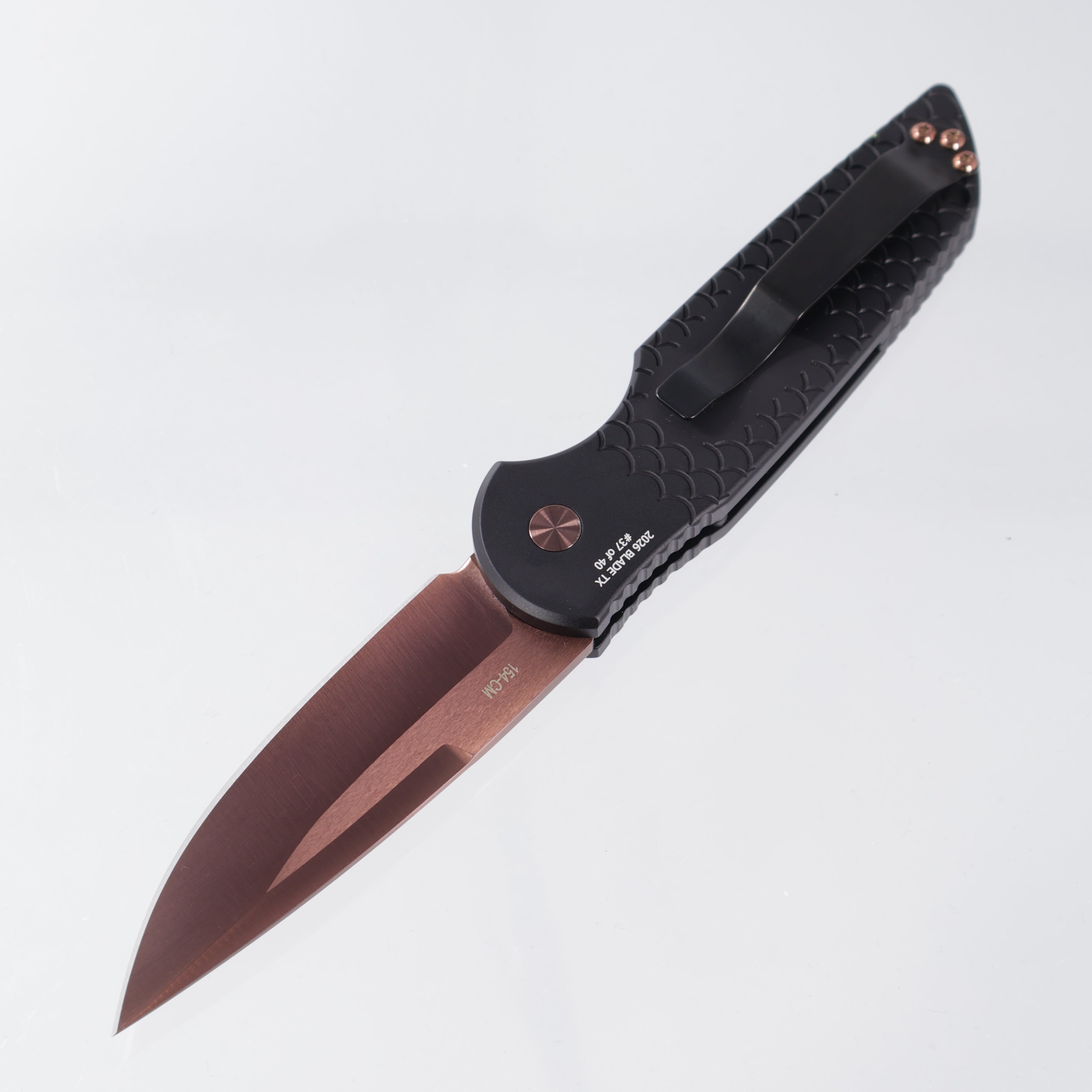 Pro-Tech TR-3 - Black Fishscale Aluminum w/ Safety & Copper Rose PVD Hardware - Copper Rose PVD 154-CM - BST26.TR3.1