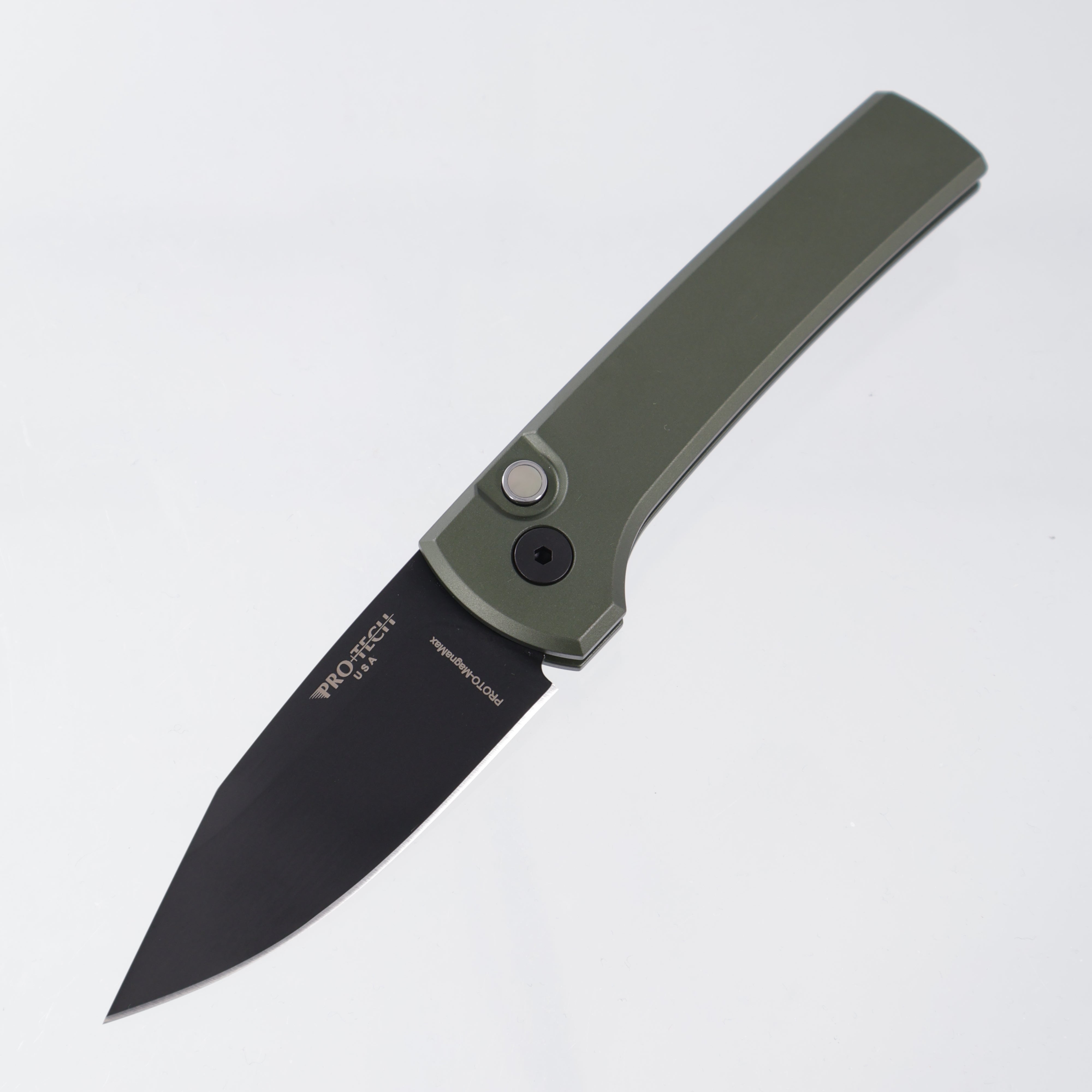Pro-Tech Scapegoat Compact - OD Green Aluminum w/ Black Lip Pearl Button - DLC Proto-MagnaMax - BST26.Scapegoat.1