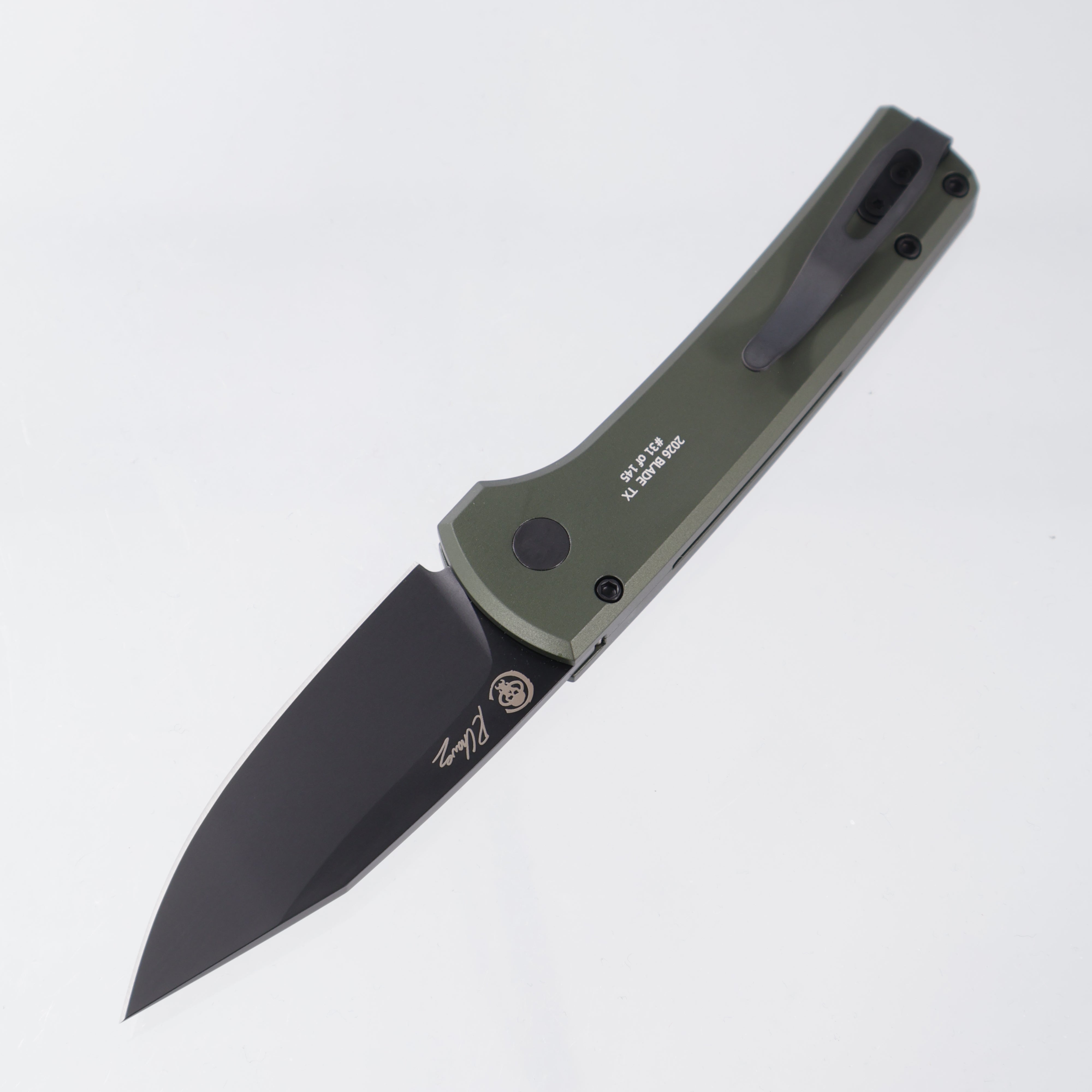 Pro-Tech Scapegoat Compact - OD Green Aluminum w/ Black Lip Pearl Button - DLC Proto-MagnaMax - BST26.Scapegoat.1