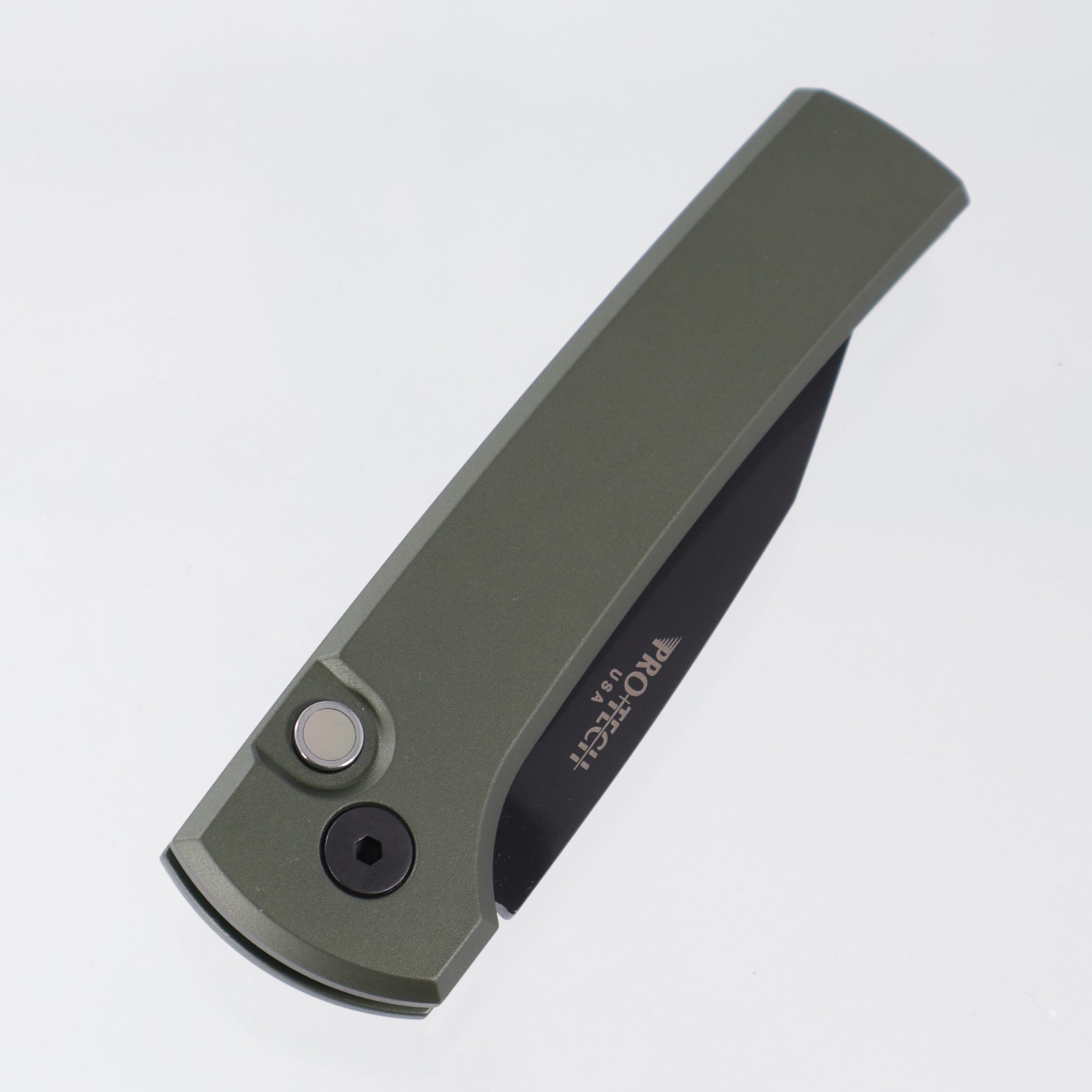Pro-Tech Scapegoat Compact - OD Green Aluminum w/ Black Lip Pearl Button - DLC Proto-MagnaMax - BST26.Scapegoat.1