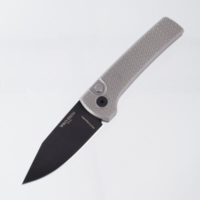Pro-Tech Scapegoat Compact Custom - Stonewash 17-4 Carbide Texture Stainless Steel w/ Black Lip Pearl Button - DLC Proto-MagnaMax - 2026 Scapegoat Compact Custom 002