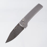 Pro-Tech Scapegoat Compact Custom - Stonewash 17-4 Stainless Steel w/ Black Lip Pearl Button - Vegas Forge Ladder Damacscus - 2026 Scapegoat Compact Custom 004