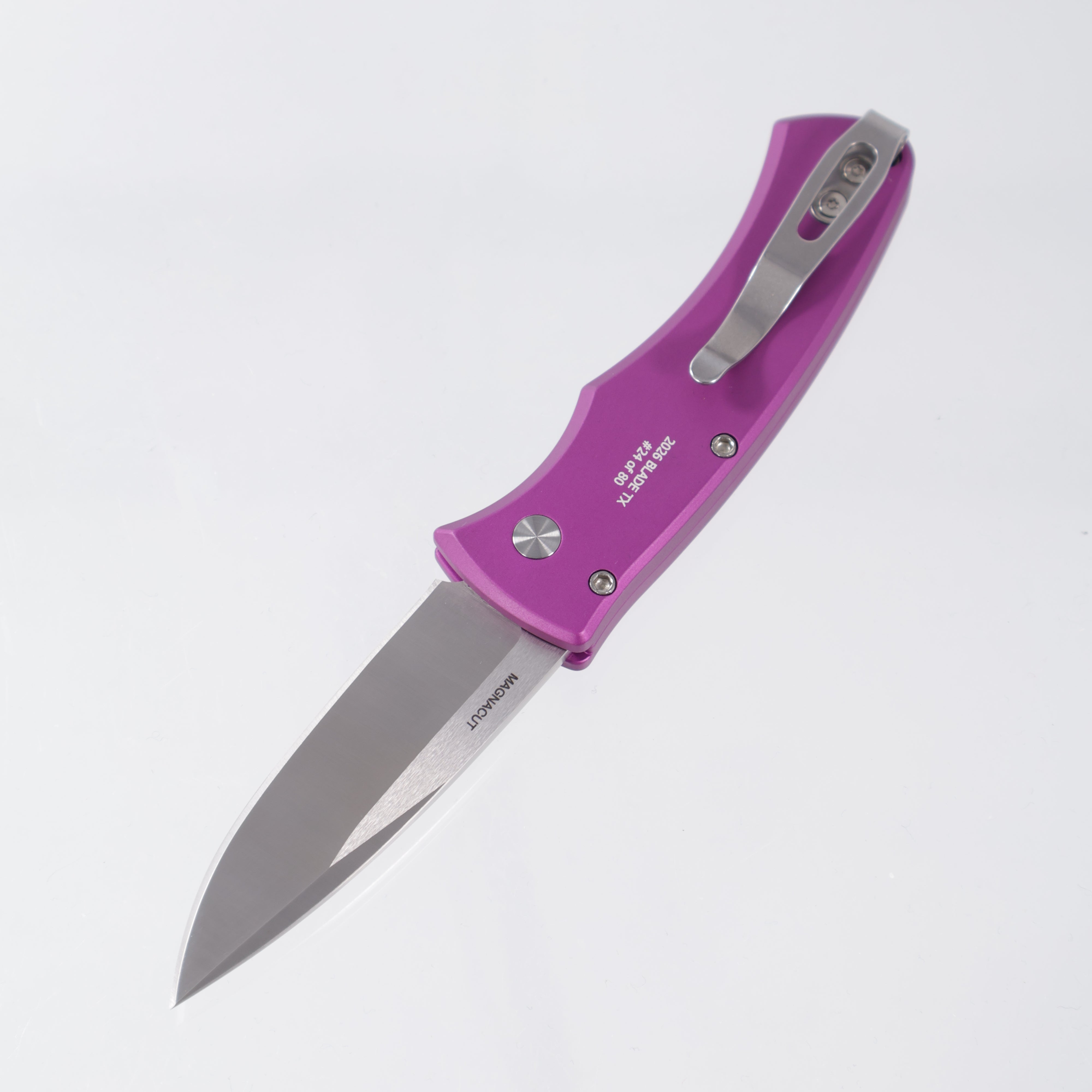 Pro-Tech Duke 2 - Purple Aluminum w/ Mother Of Pearl Button - Satin Magnacut - BST26.Duke.1